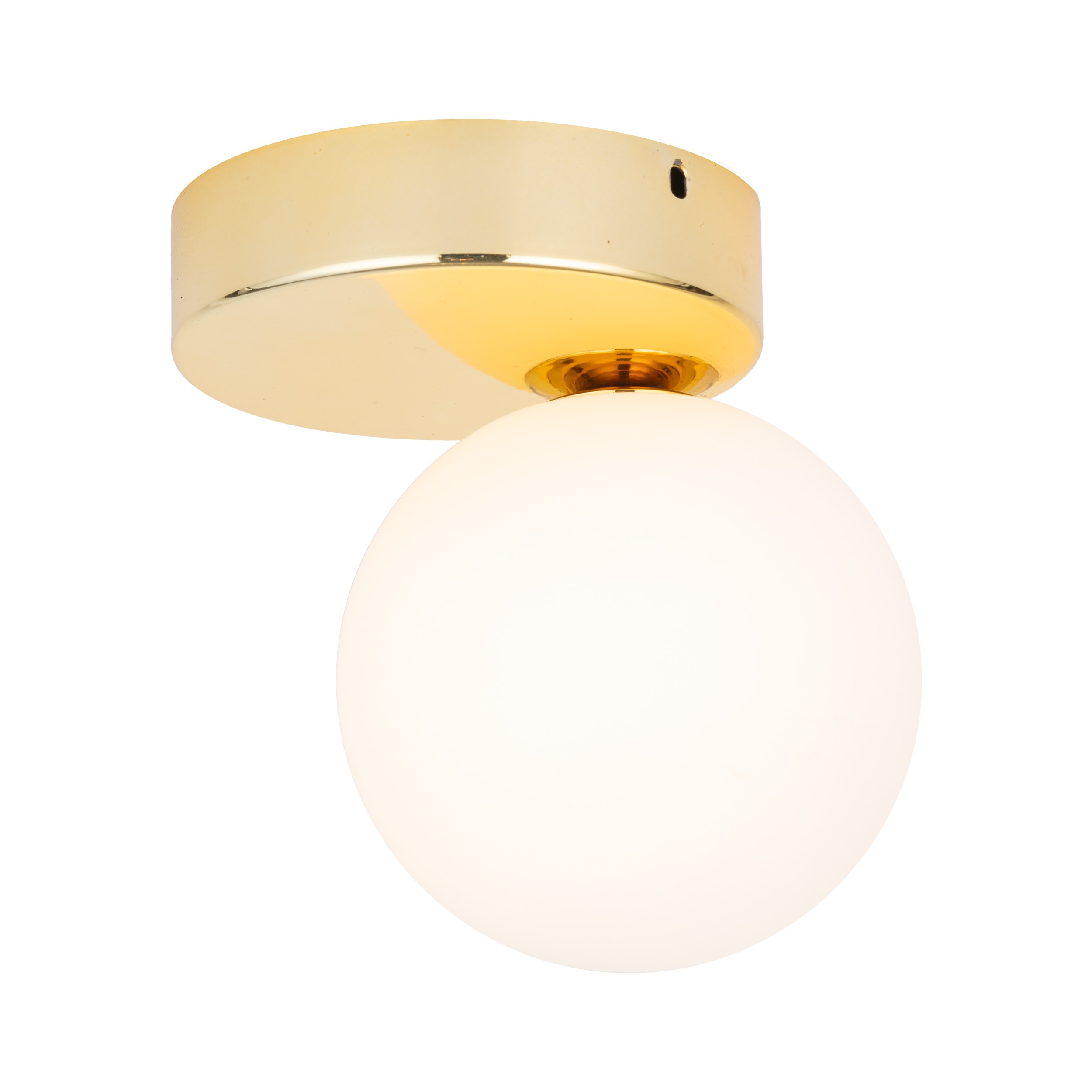 Lampa sufitowa BIANCA złota z białym okrągłym szklanym kloszem 16x15x12cm - TK_4695