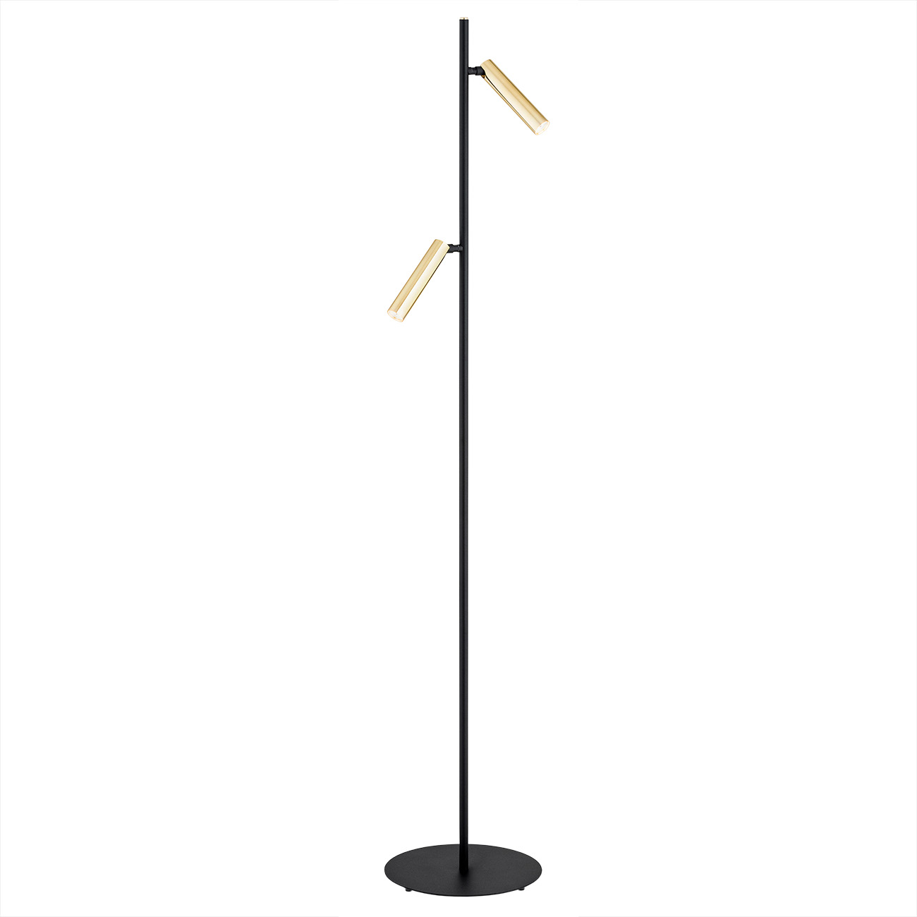 Lampa podłogowa TORRE metalowa czarna mosiądz regulowana 150x30cm