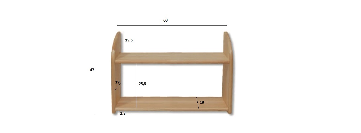 PK109 półka S60 W47 G19 sosna naturalny DREWMAX - 01617