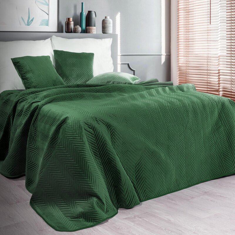 Narzuta pikowana SOFIA 170X210 cm Ciemnozielony - EU_349472