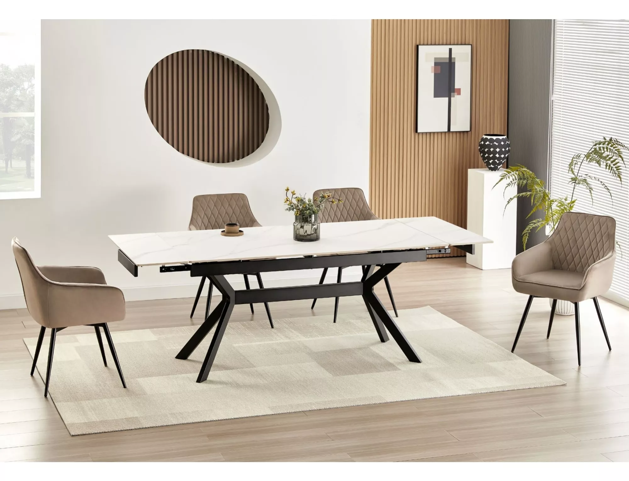 Stół rozkładany ceramiczny IMPERIA 160(220)x90 biało-czarny - IMPERIABC160