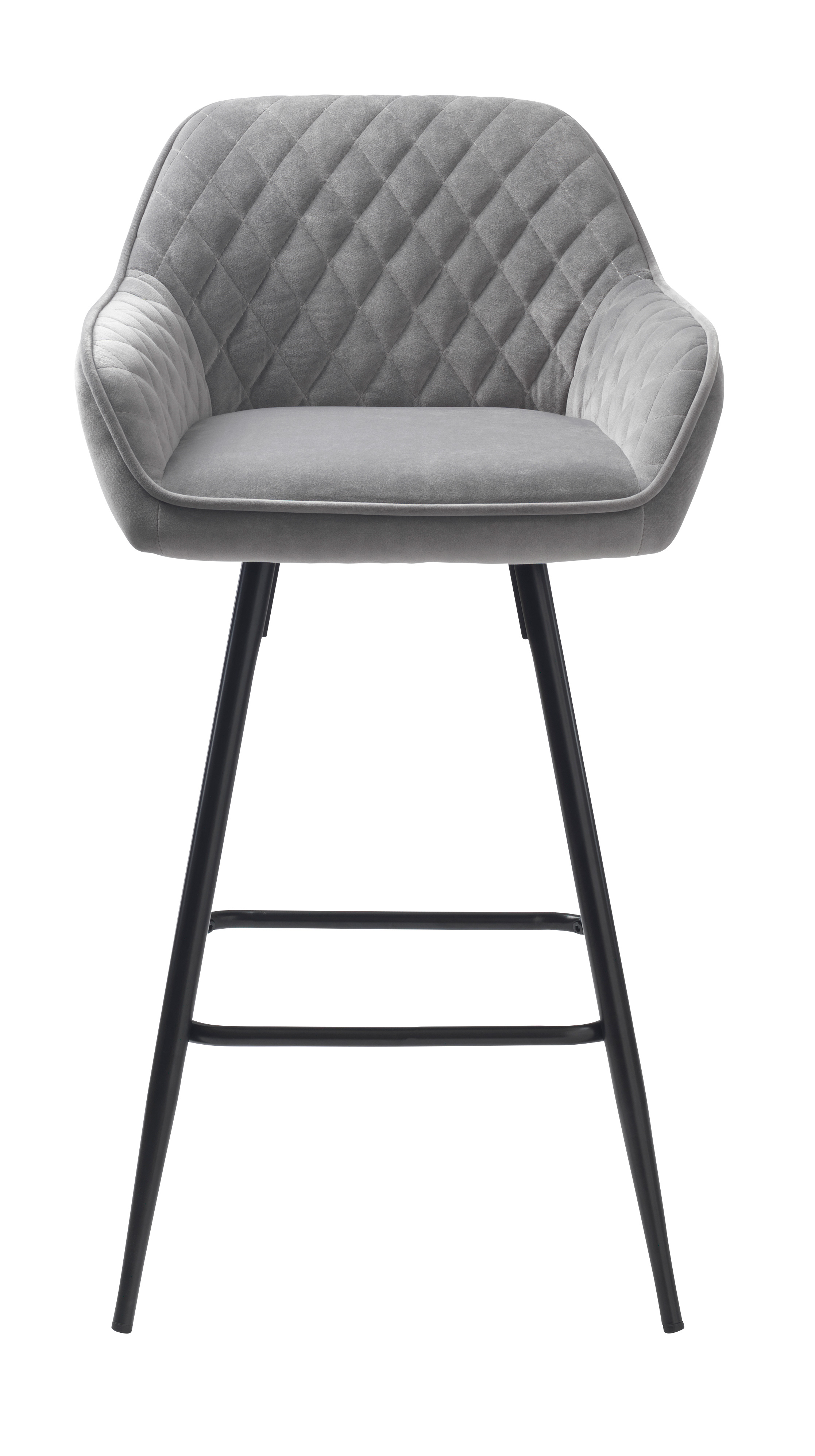 Hoker z podłokietnikami MILTON Velvet pikowane - szary - UN_26260006