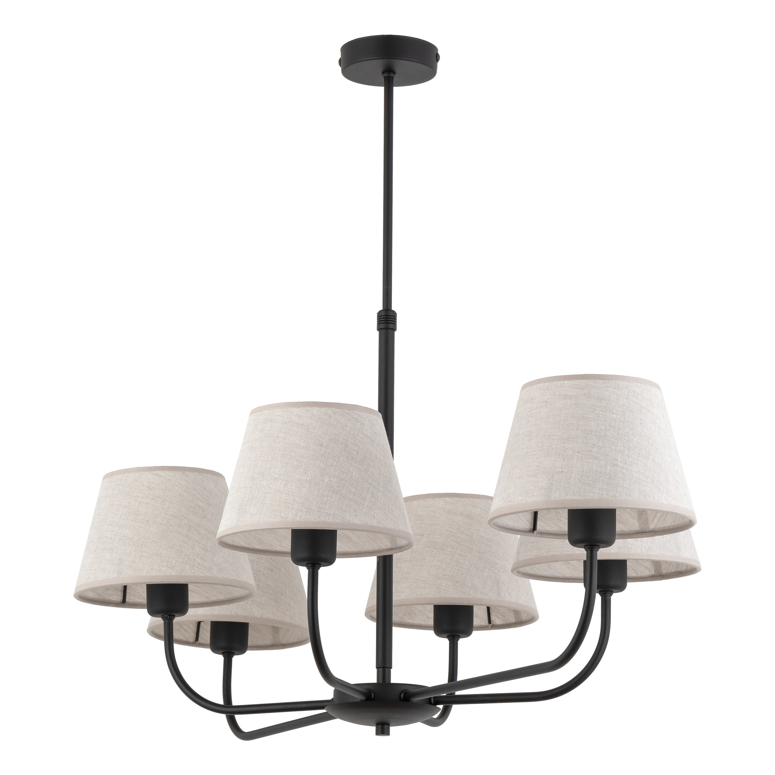 Lampa sufitowa CHICAGO czarna z brązowymi kloszami z tkaniny 100x90x50cm - TK_3999