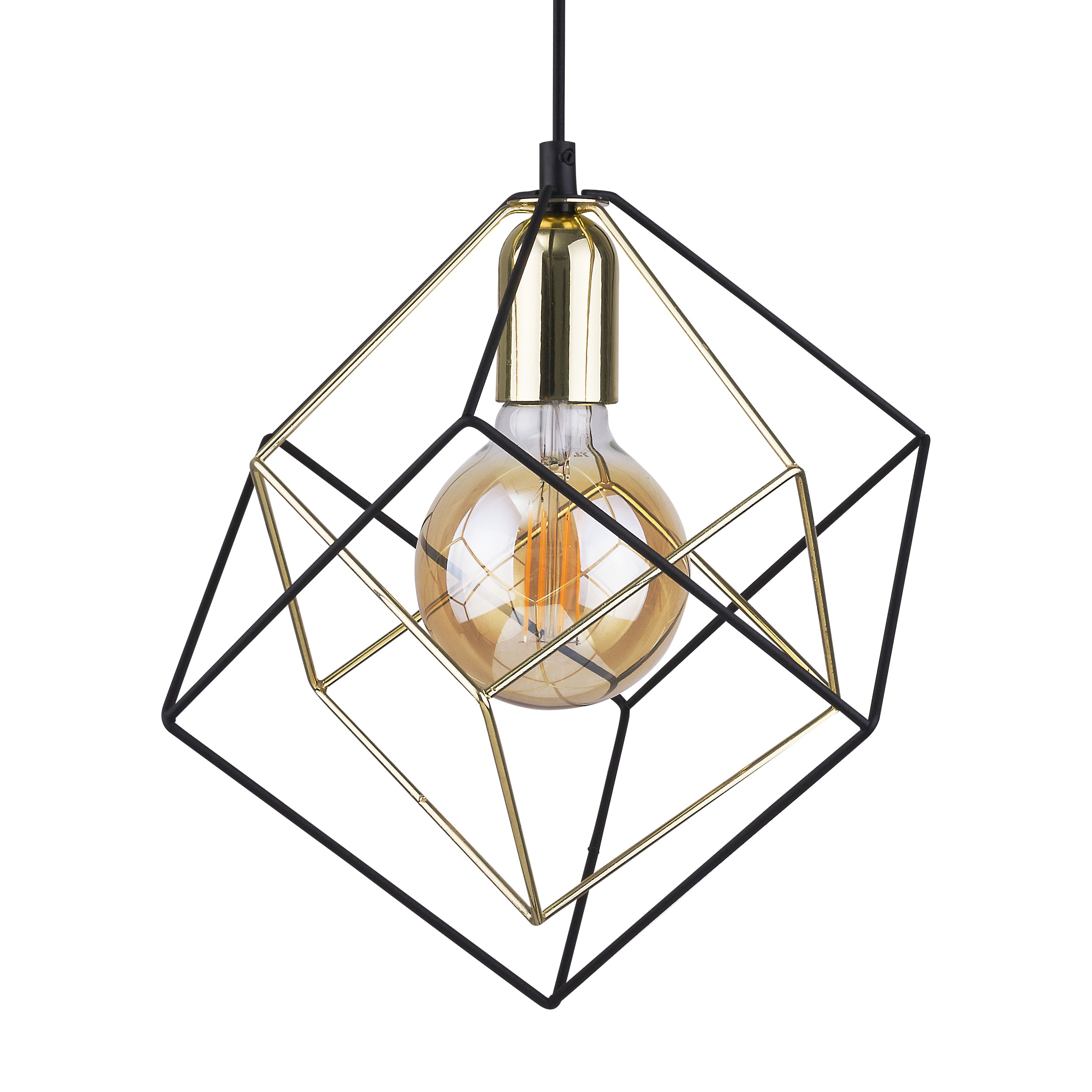 Lampa wisząca ALAMBRE czarna ze złotymi elementami 175x28cm - TK_2777