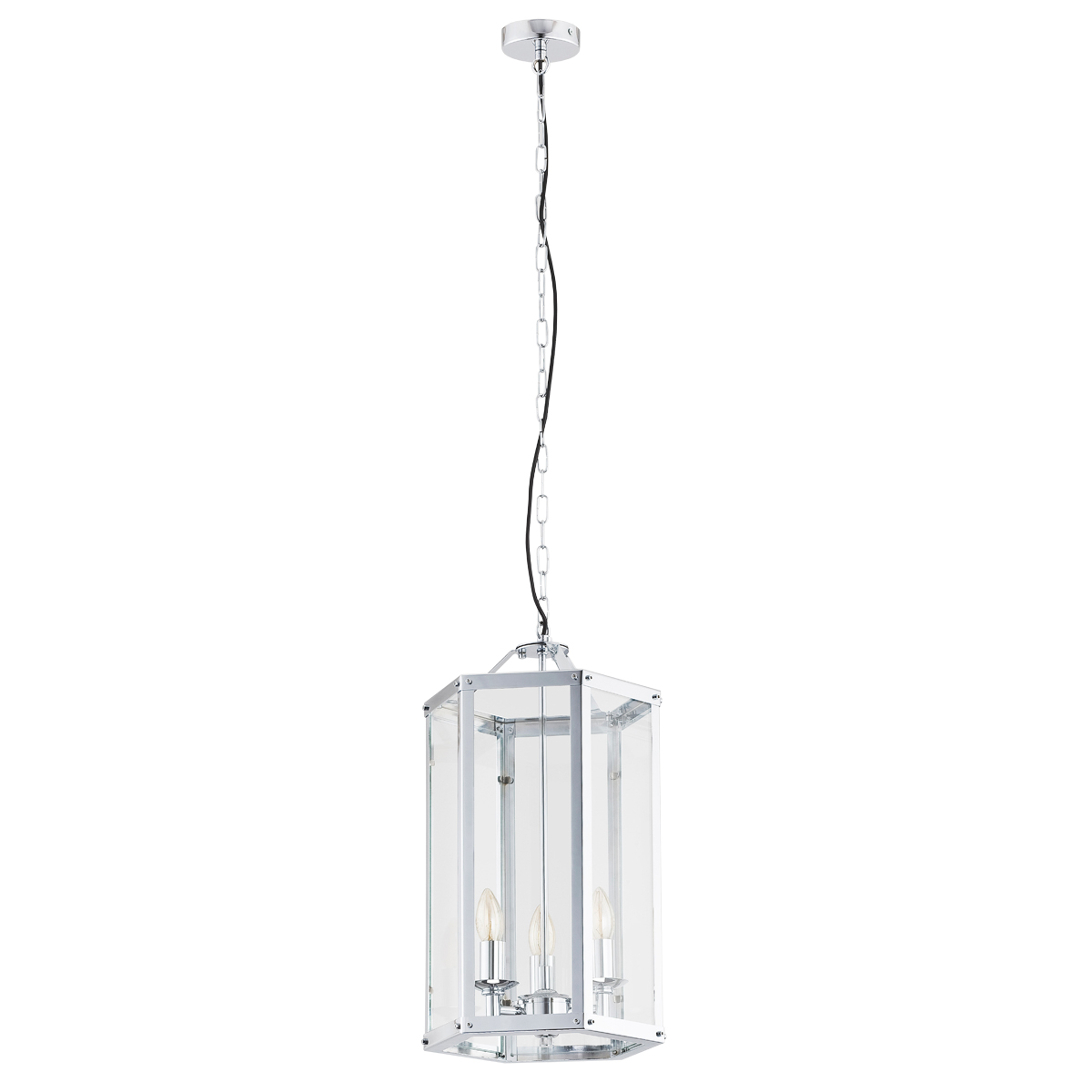 Lampa wisząca BODRUM metalowa chromowana lampion na łańcuchu 156x30cm - 1252