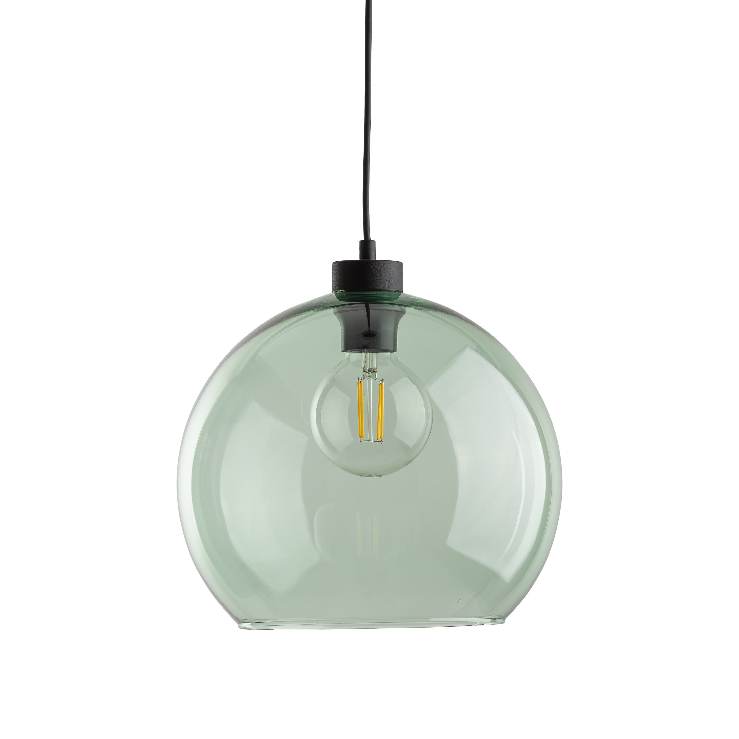 Lampa wisząca CUBUS czarna z zielonym okrągłym szklanym kloszem 175x30cm - TK_6778