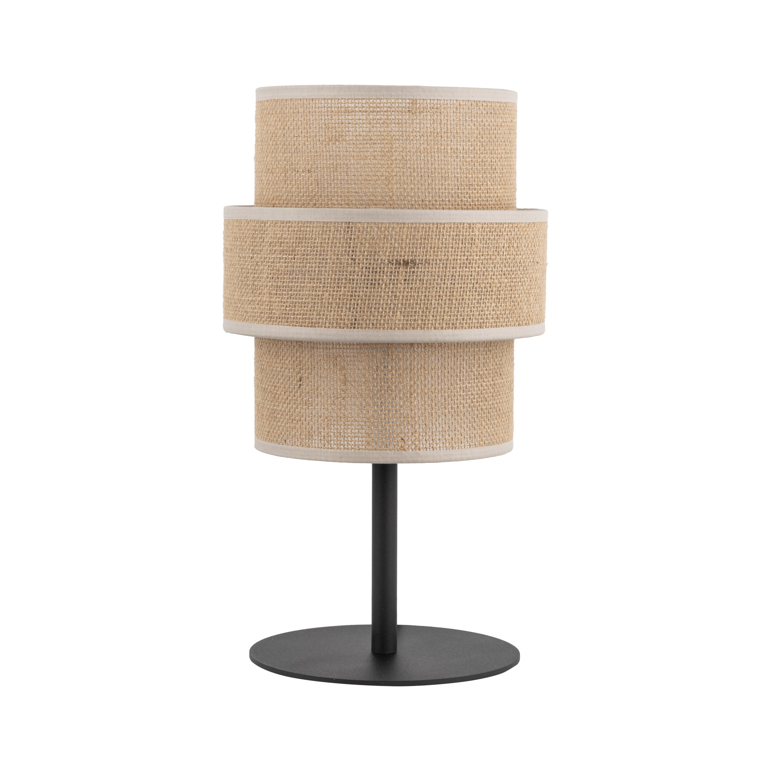 Lampa nocna CALISTO czarna z brązowym abażurem z tkaniny 38x20cm - TK_5404