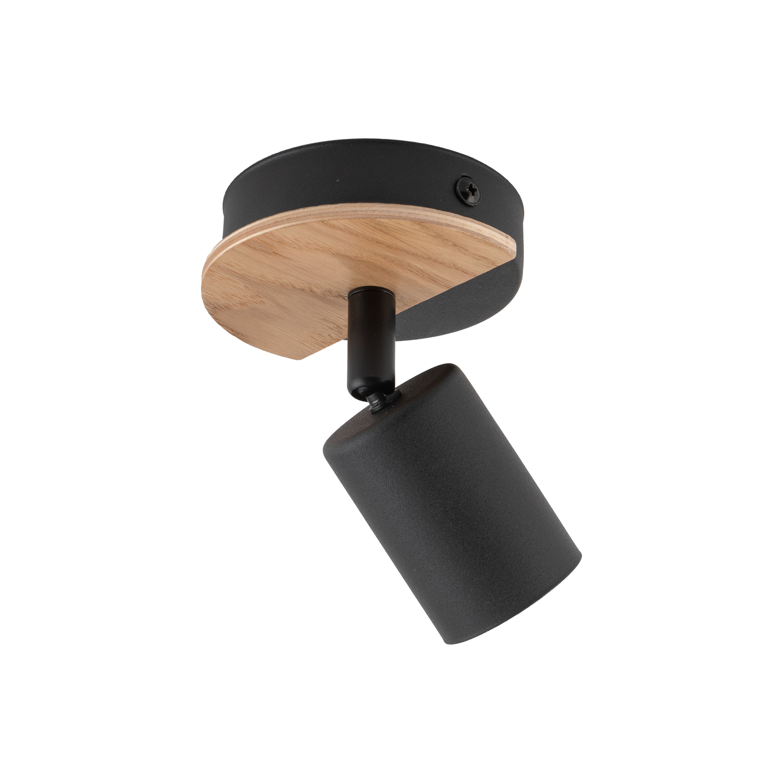 Lampa sufitowa / Kinkiet COVER czarna z drewnianym elementem regulowana 15x14x11cm - TK_4673