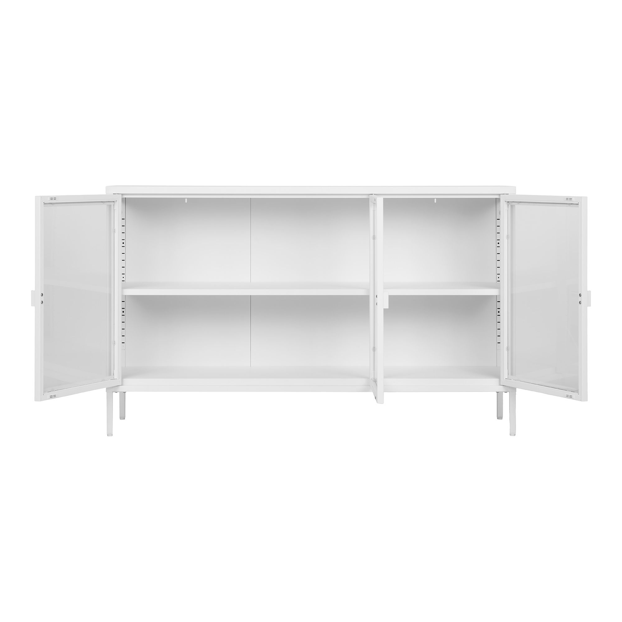 Kredens 3-drzwiowy BRISBANE przeszklone boki stalowy 140x40x85 cm - biały - 3001051