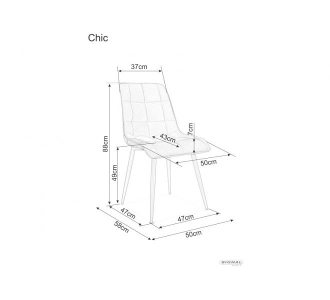 Krzesło CHIC CHROM VELVET aksamitne czarne Signal - CHICVCHC