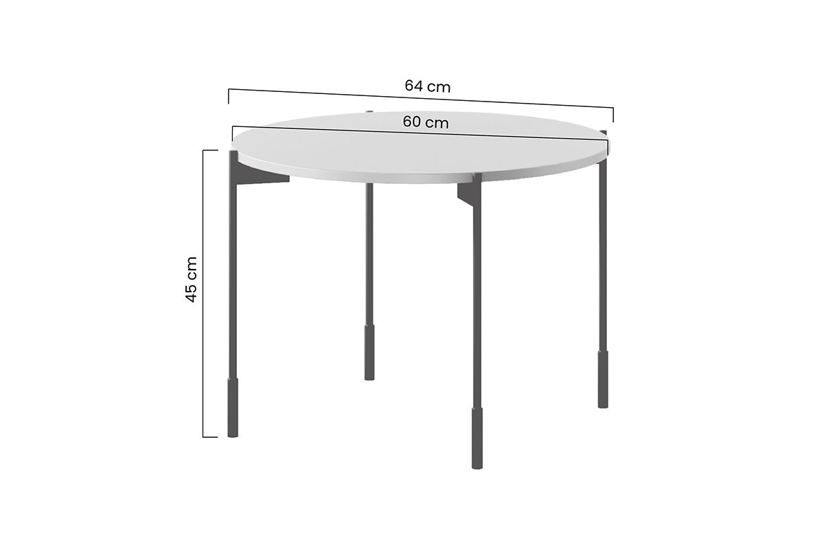 Stolik okrągły SONATIA 60 - kremowy / czarne nogi - B_149209