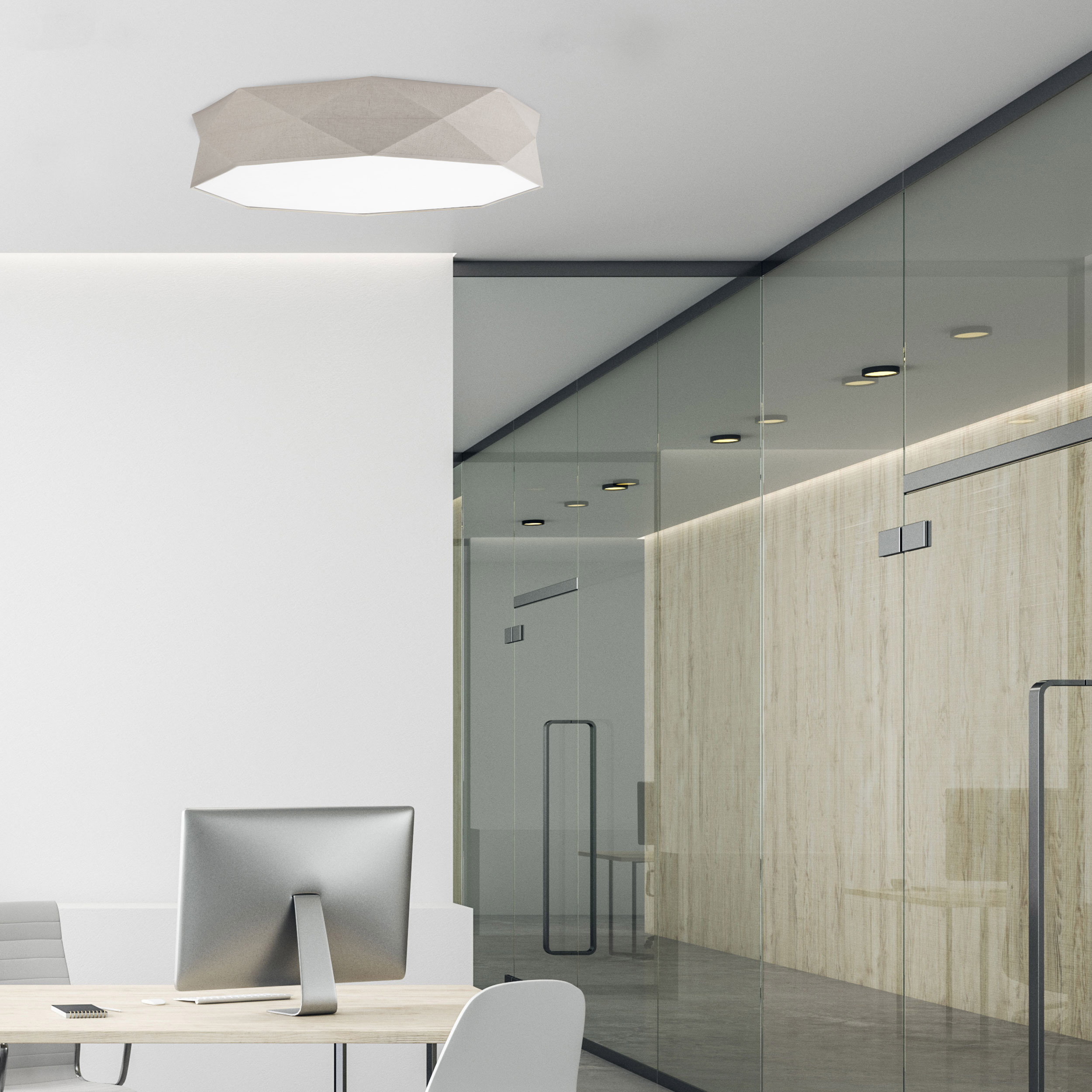 Lampa sufitowa KANTOOR brązowa z białym kloszem 78x17cm - TK_6196
