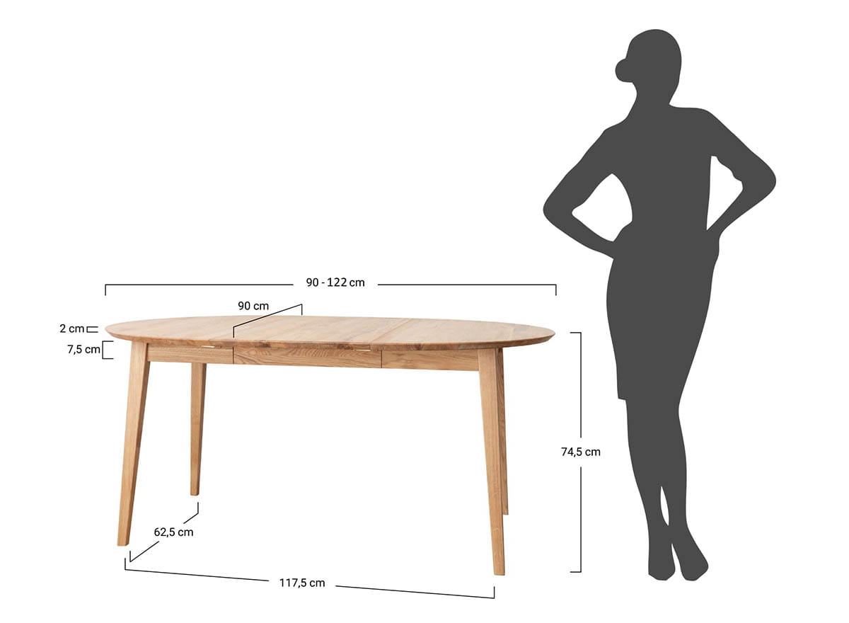 Stół dębowy okrągły 90 cm do 122 cm rozsuwany Orbetello Dąb Olejowany - KULSR90