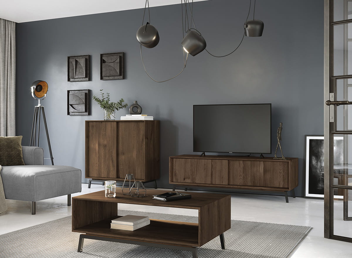 Stolik kawowy MODERN LOFT z półką 60x101 cm - dąb tabacco - PLMOL05DT
