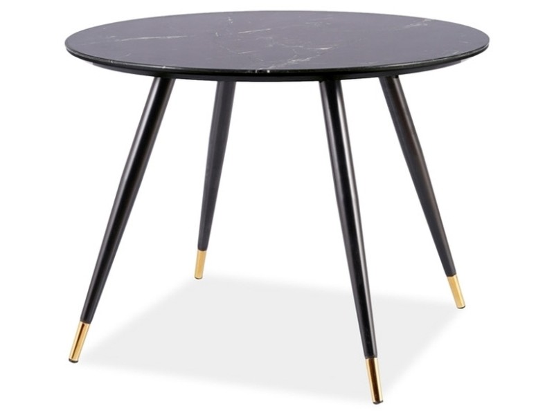 Stół CYRYL czarny z efektem marmuru na czarno-złotych nogach