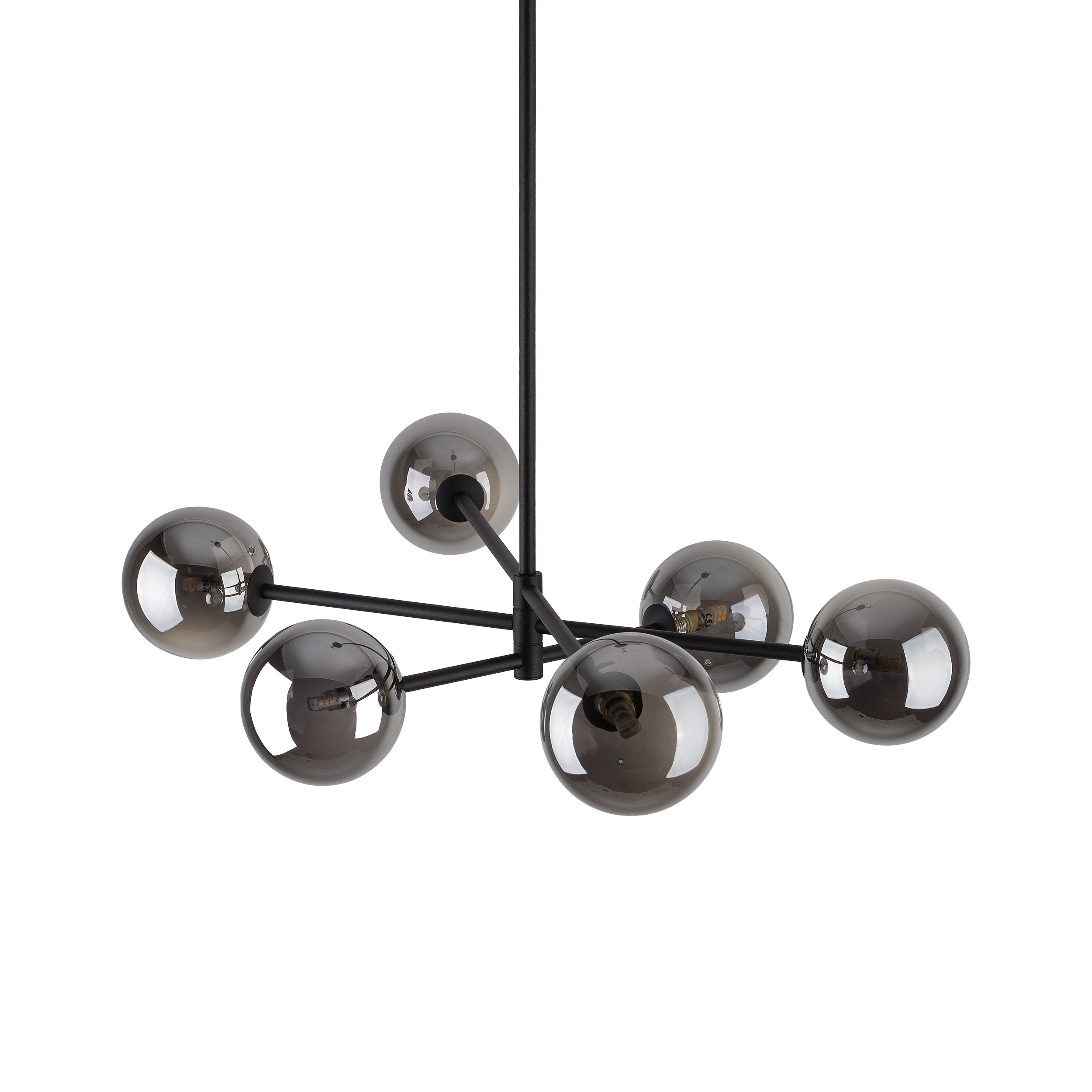 Lampa sufitowa SARIUS czarna z szarymi przyciemnionymi szklanymi kloszami 90x68x21cm - TK_6235