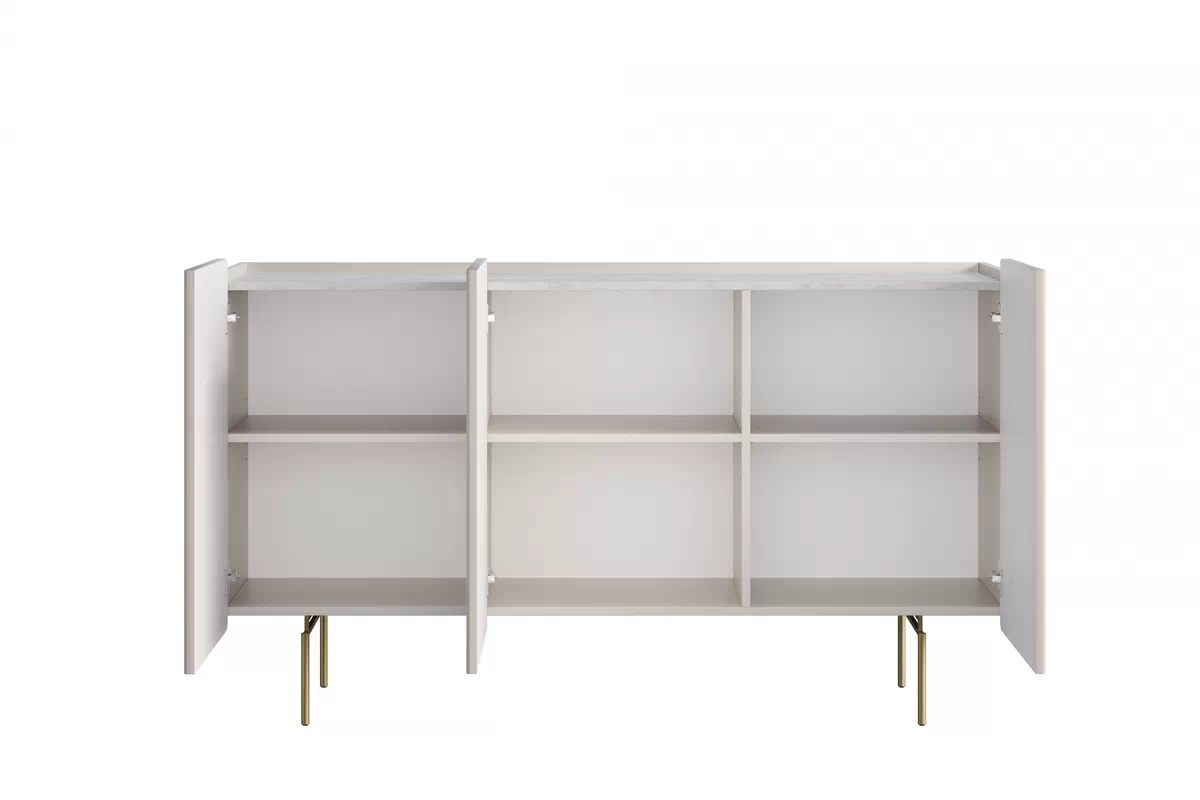 MALMI Komoda 150 3D - cashmere / crema bianca / złote nogi - B_156232