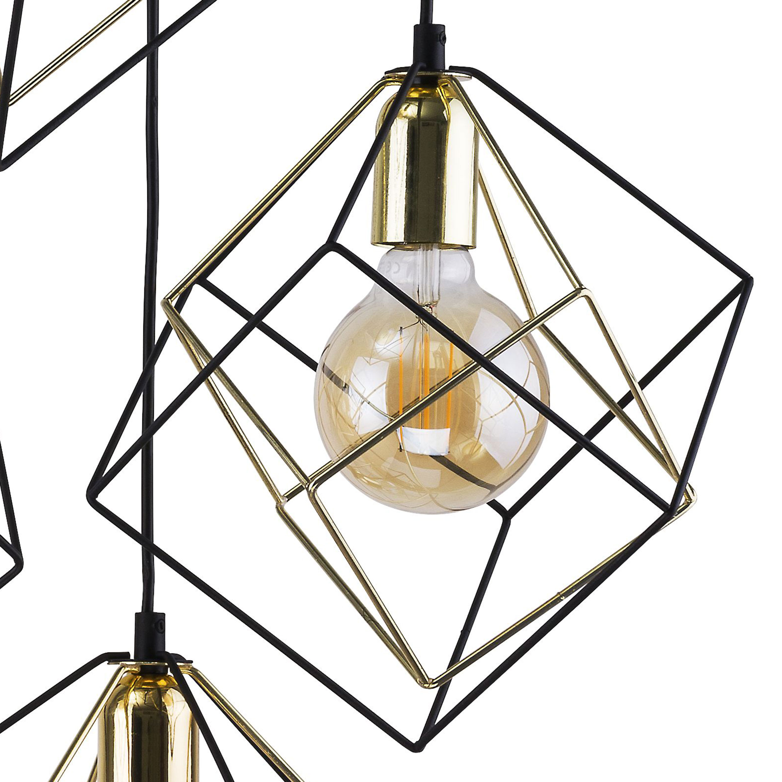 Lampa wisząca ALAMBRE czarna ze złotymi elementami 140x53x50cm - TK_2778