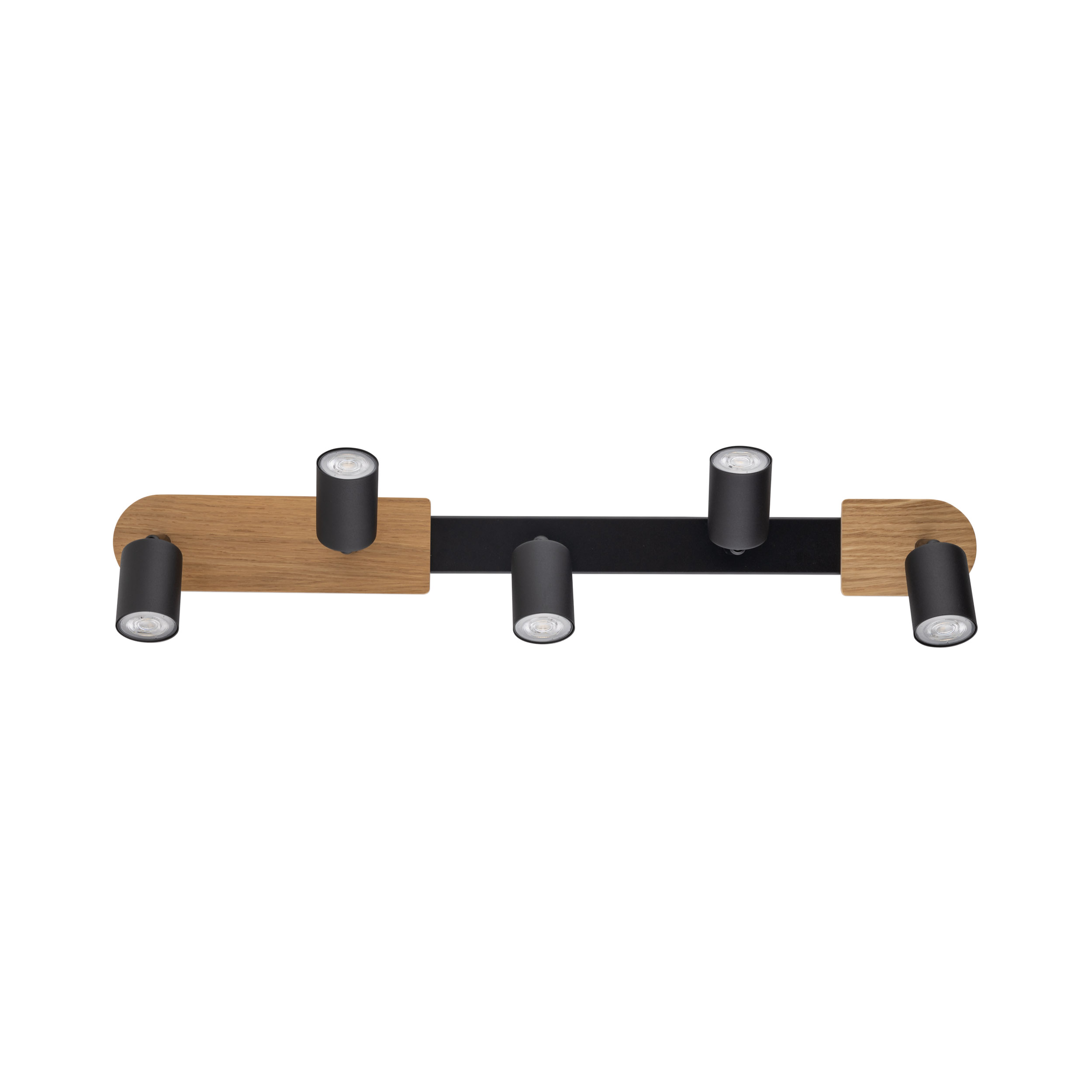 Lampa sufitowa COVER czarna na metalowej listwie z drewnianymi elementami regulowana 85x18x15cm - TK_5777