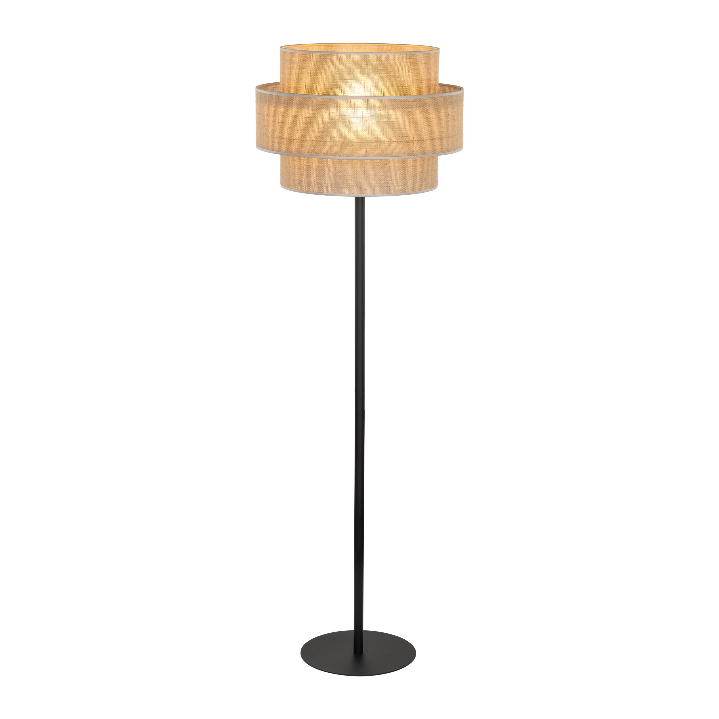 Lampa podłogowa CALISTO czarna brązowy abażur z tkaniny 159x50cm - TK_5405
