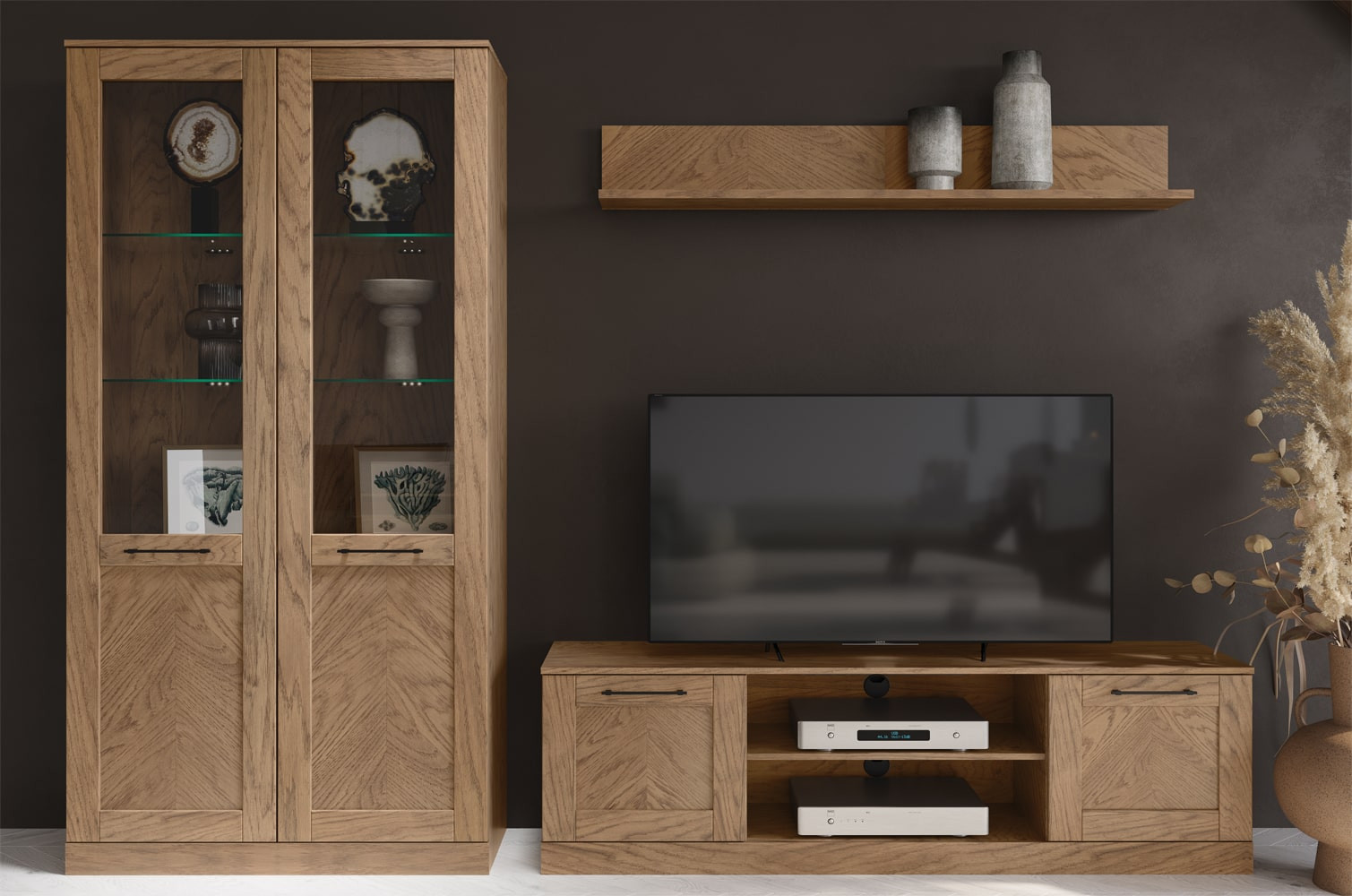 COZY 10 Witryna 1-drzwiowa L z oświetleniem w standardzie SZYNAKA - TH-100-1578