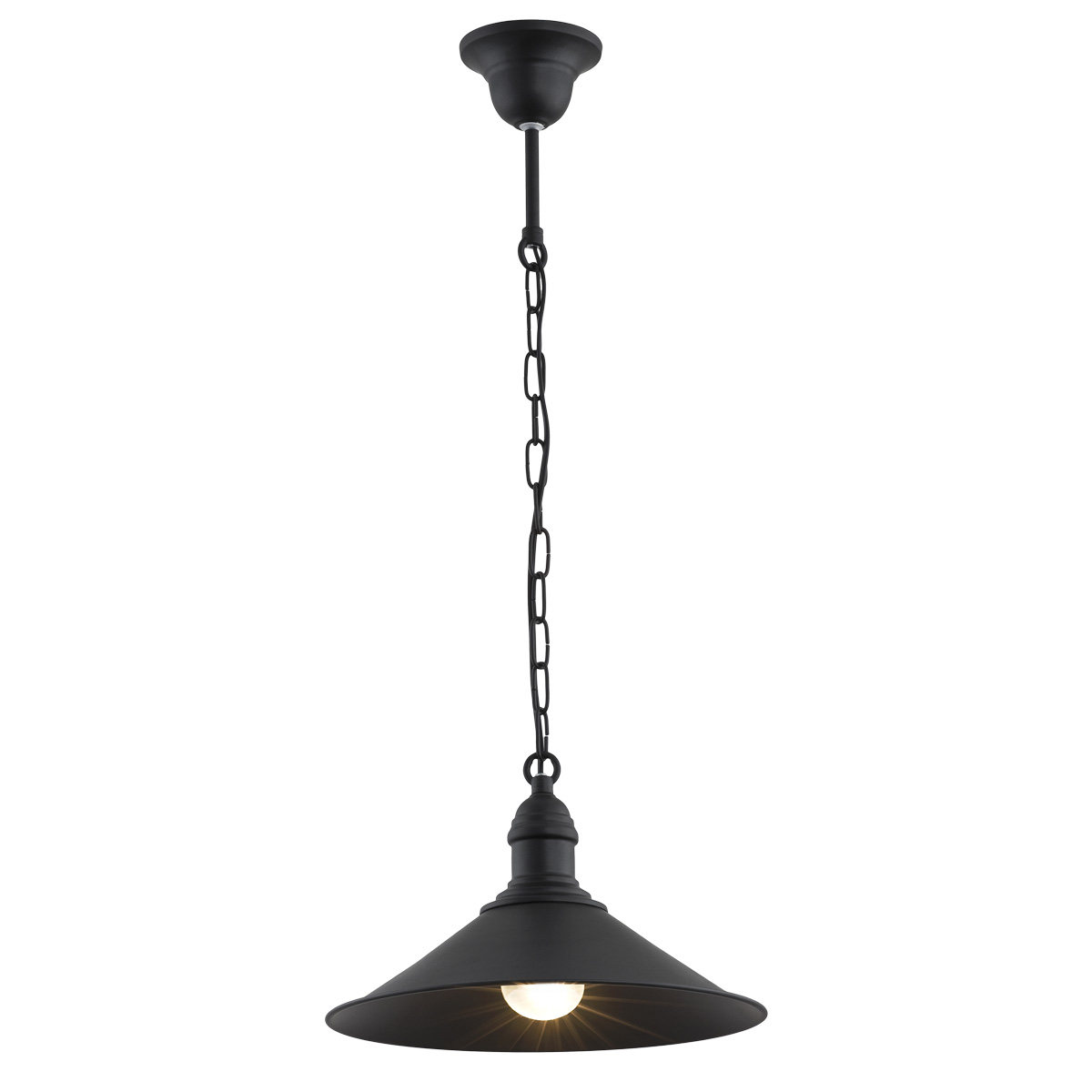 Lampa wisząca ERBA metalowa czarna na łańcuchu okrągła 115x29cm