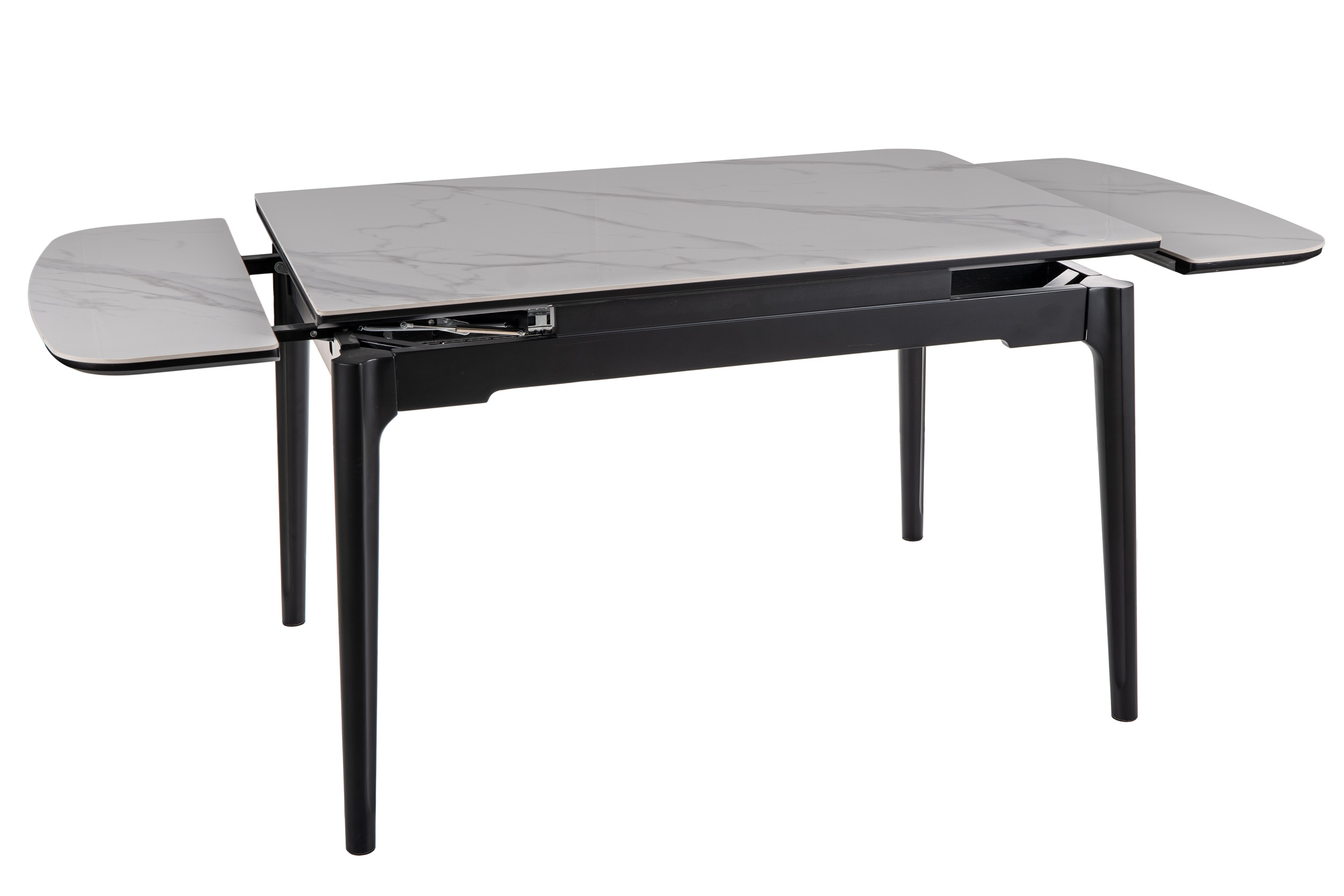 Stół SENTO rozkładany 80x120-180 cm biały połysk, czarny mat - SENTOBC120