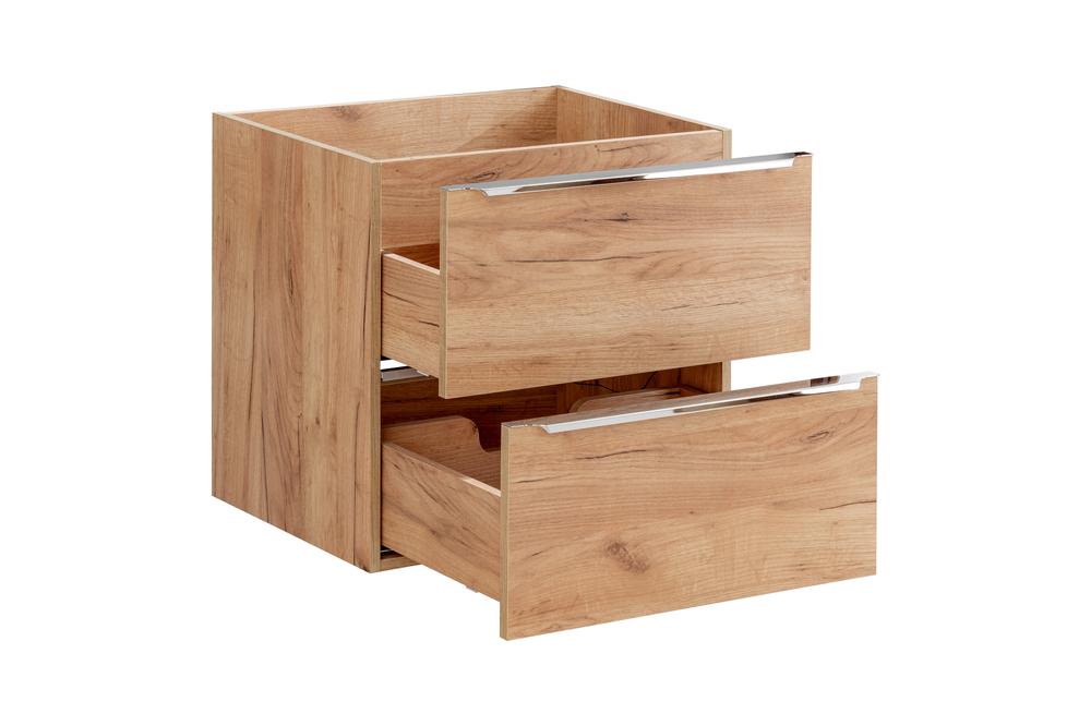 Szafka pod umywalkę CAPRI dębowa z chromowanymi uchwytami 60x57x46cm - CAPRI_OAK_820A_FSC