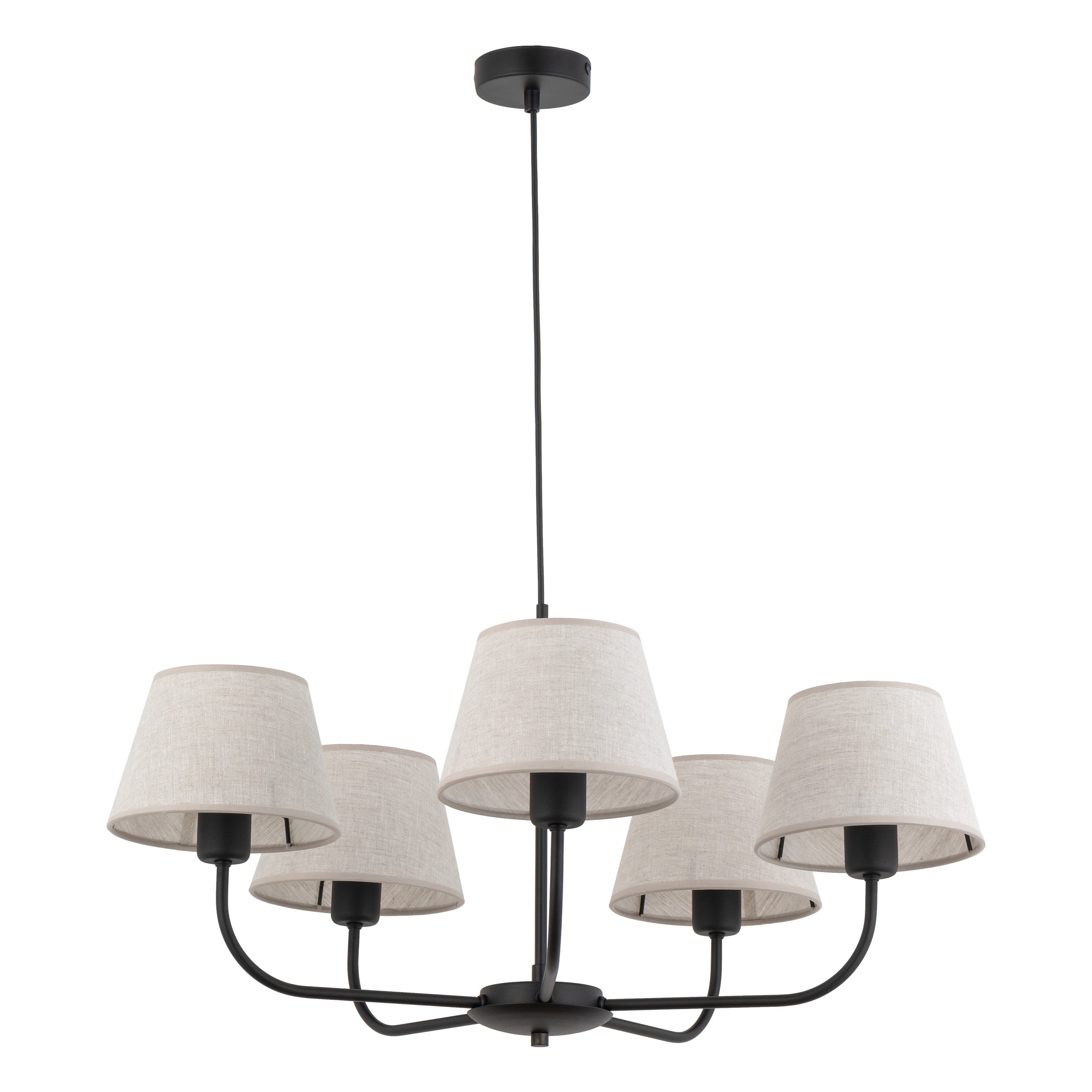 Lampa wisząca CHICAGO czarna z brązowymi kloszami z tkaniny 86x68x65cm - TK_3989