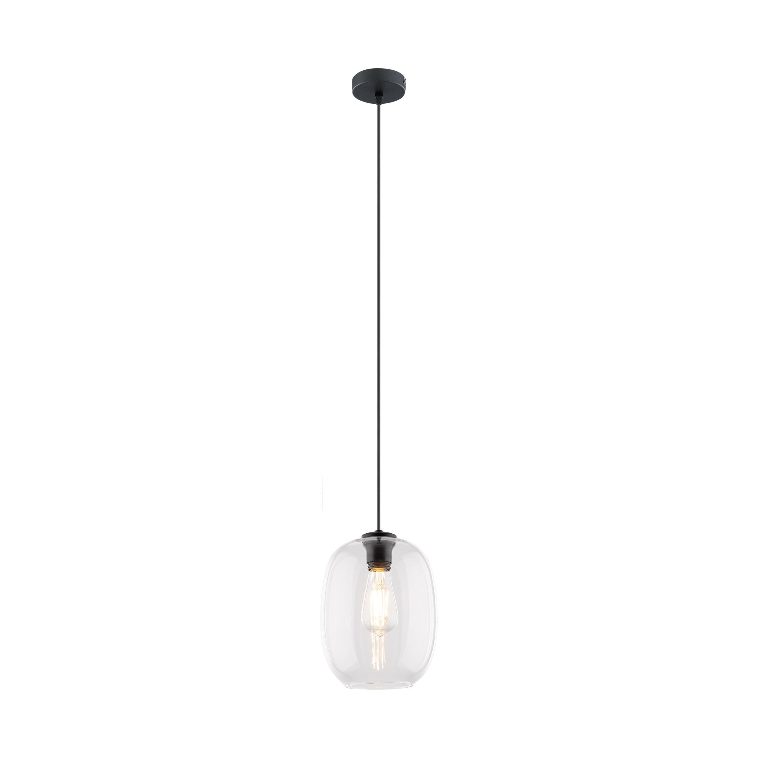 Lampa wisząca ELIO czarna z transparentnym szklanym kloszem 170x20cm - TK_4339