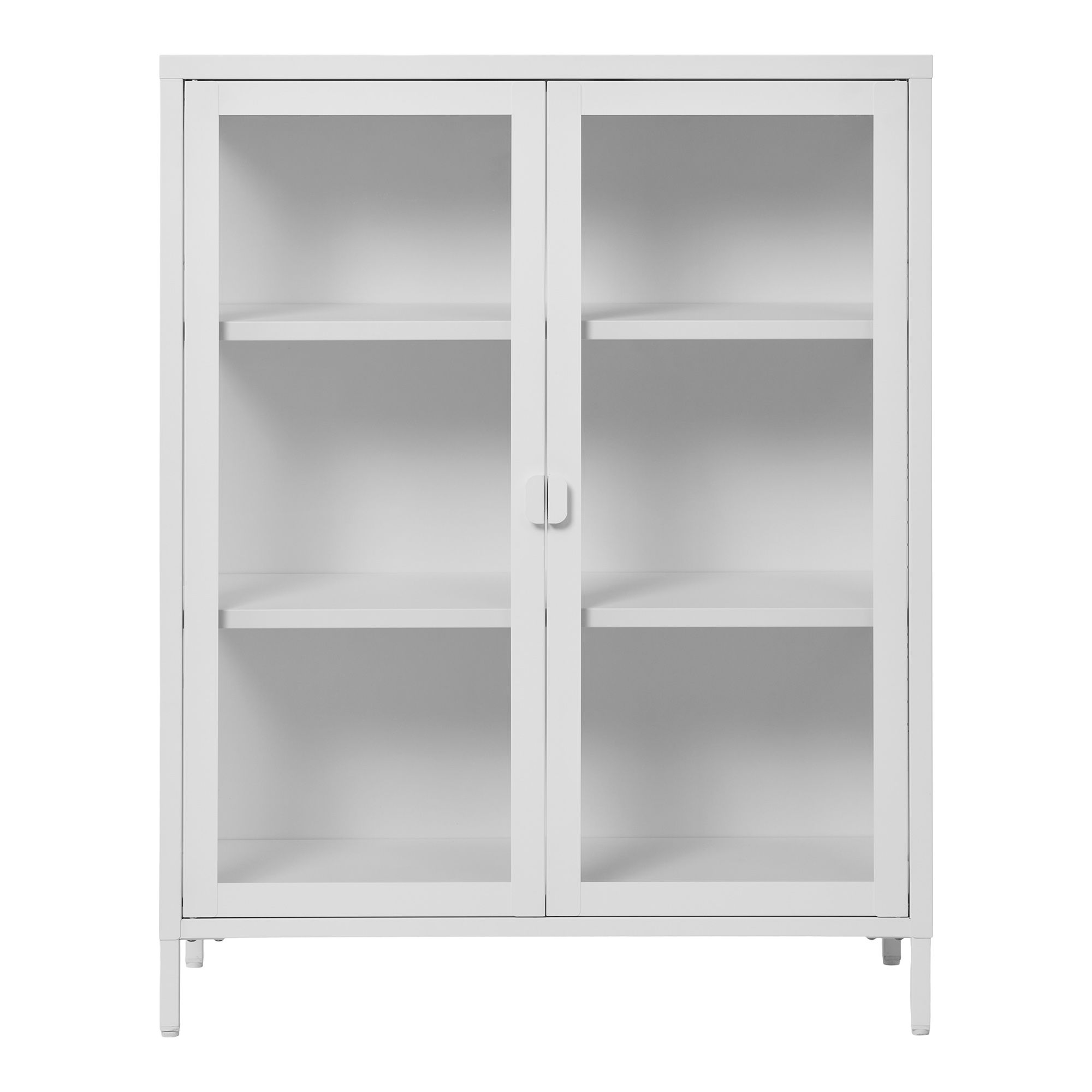 Witryna niska 2-drzwiowa BRISBANE przeszklone boki 80x40x101 cm - biała - 3001049