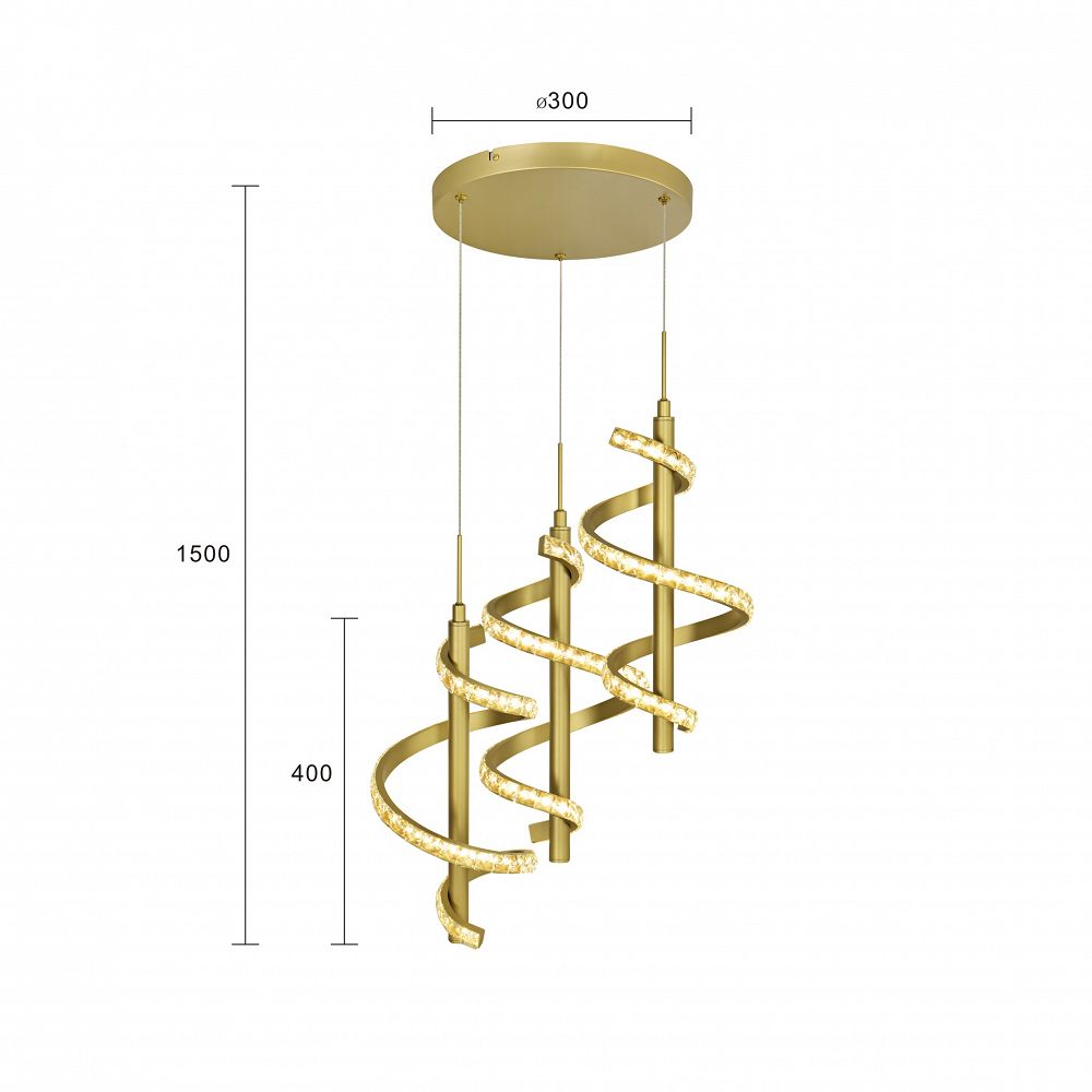 Lampa wisząca CLARET potrójna spiralna z kryształkami i ściemniaczem typu "klik" - 9209-0315