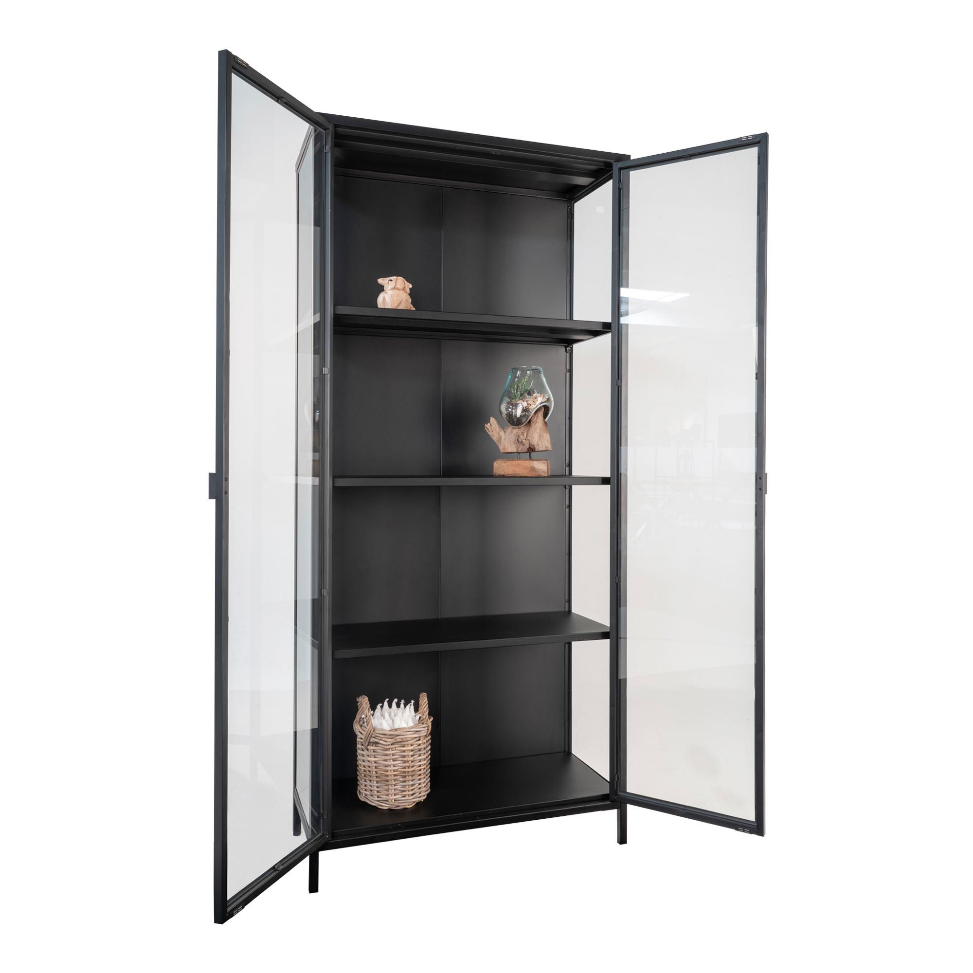 Witryna 2-drzwiowa BRISBANE przeszklone boki 80x35x175 cm - czarna - 3001040