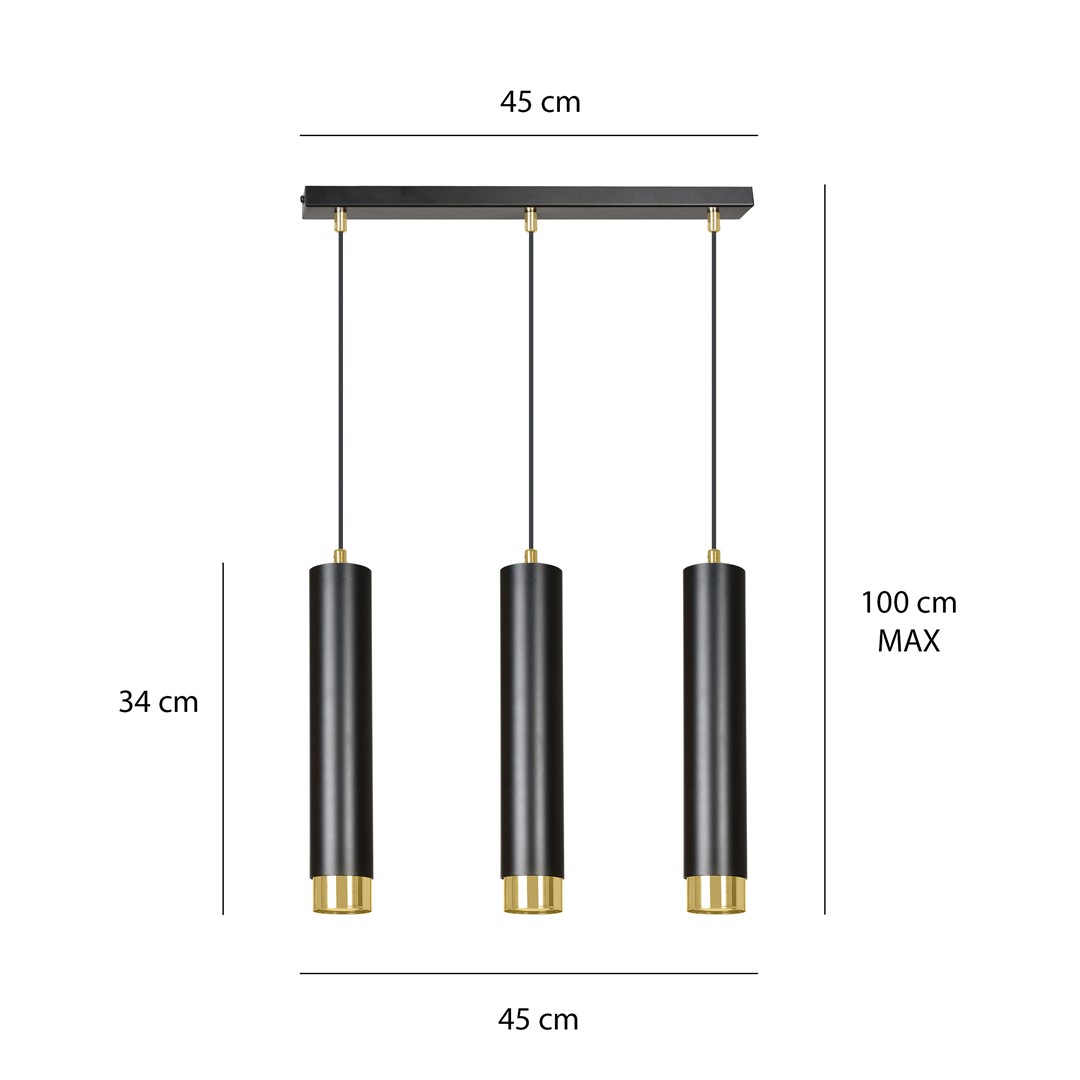 Lampa wisząca KIBO Czarny/Złoty 644/3 - 644/3