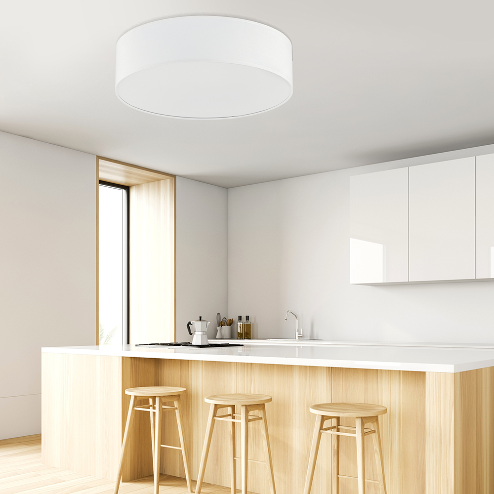 Lampa sufitowa RONDO biała z tkaniny okrągła 30x13cm - TK_3330