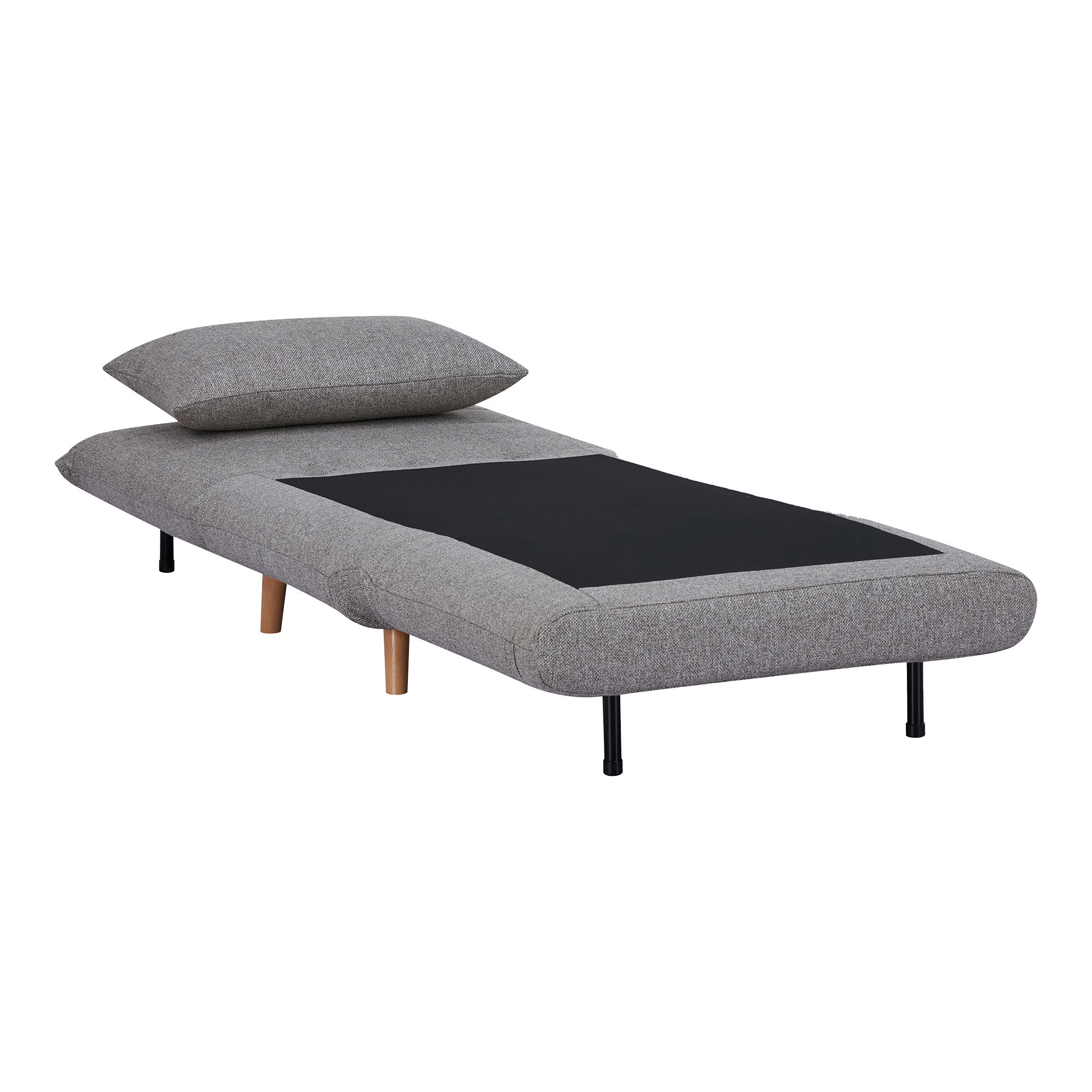 Sofa rozkładana 1-osobowa MARLOW szara naturalne drewniane nóżki - 1302020