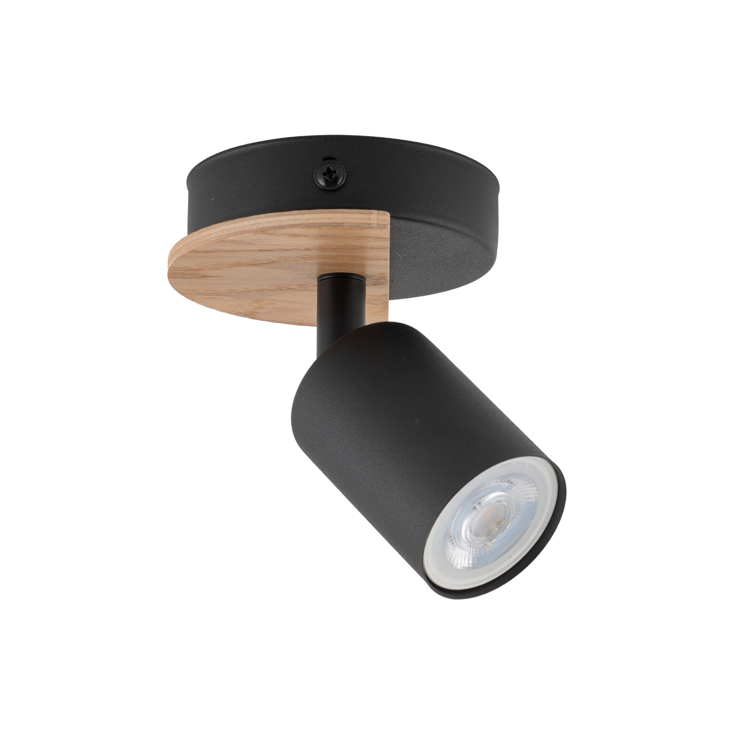 Lampa sufitowa / Kinkiet COVER czarna z drewnianym elementem regulowana 15x14x11cm - TK_4673