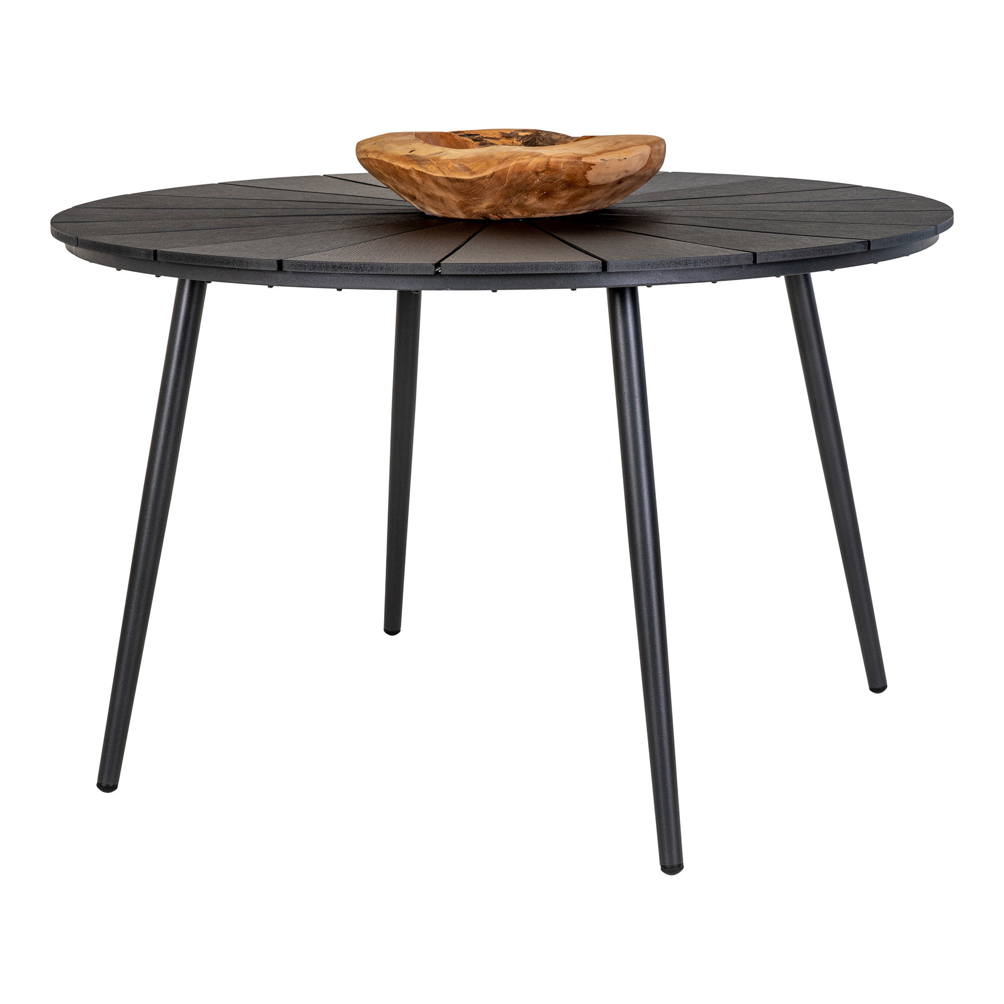 Stół tarasowy ATLANTA fi120 cm - efekt drewna, czarny - 7501115