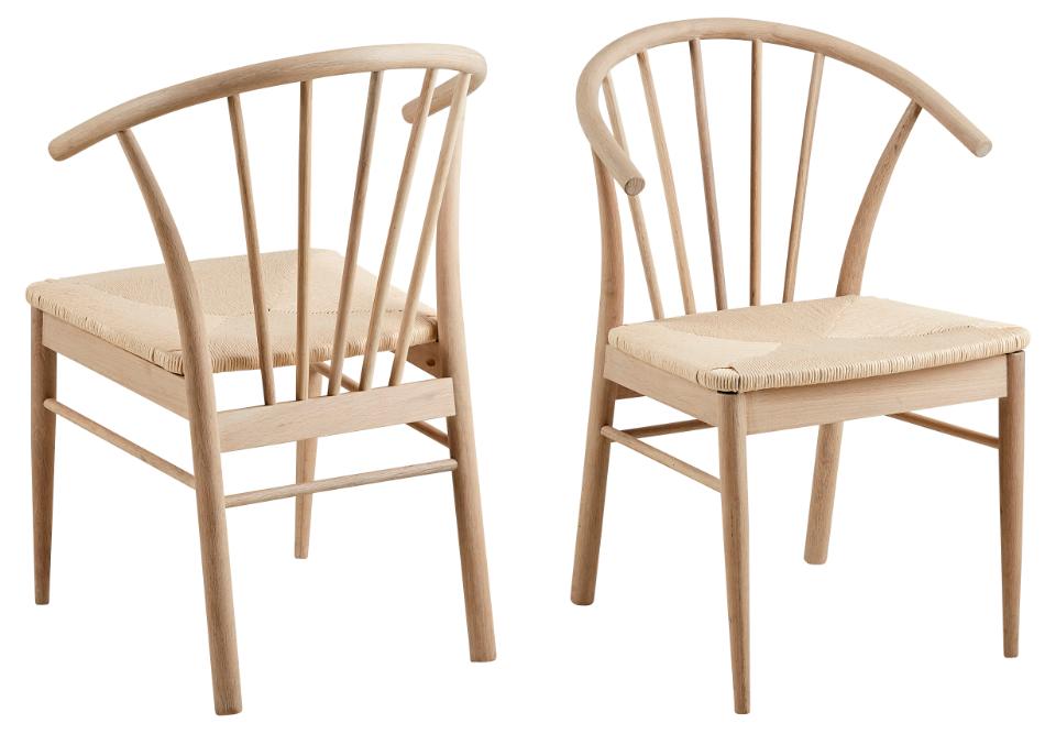 Krzesło z podłokietnikami Kasioppe Zestaw 2 szt. Plecionka- Złamana biel, Dąb olejowany bielony