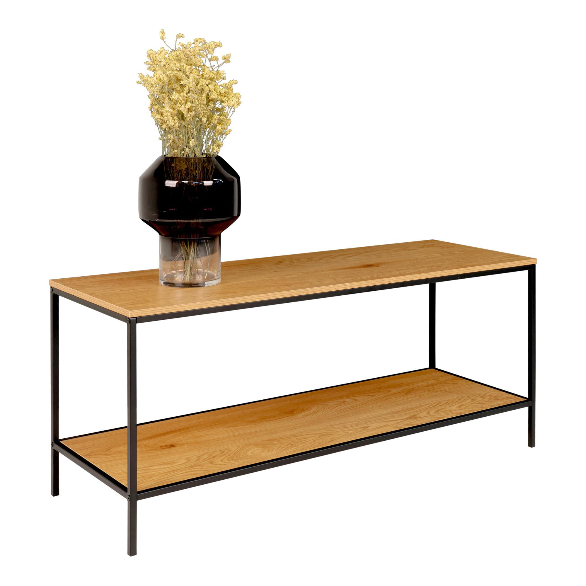 Stolik pod telewizor VITA z półką 100x36x45 cm - naturalny, czarny - 2501035