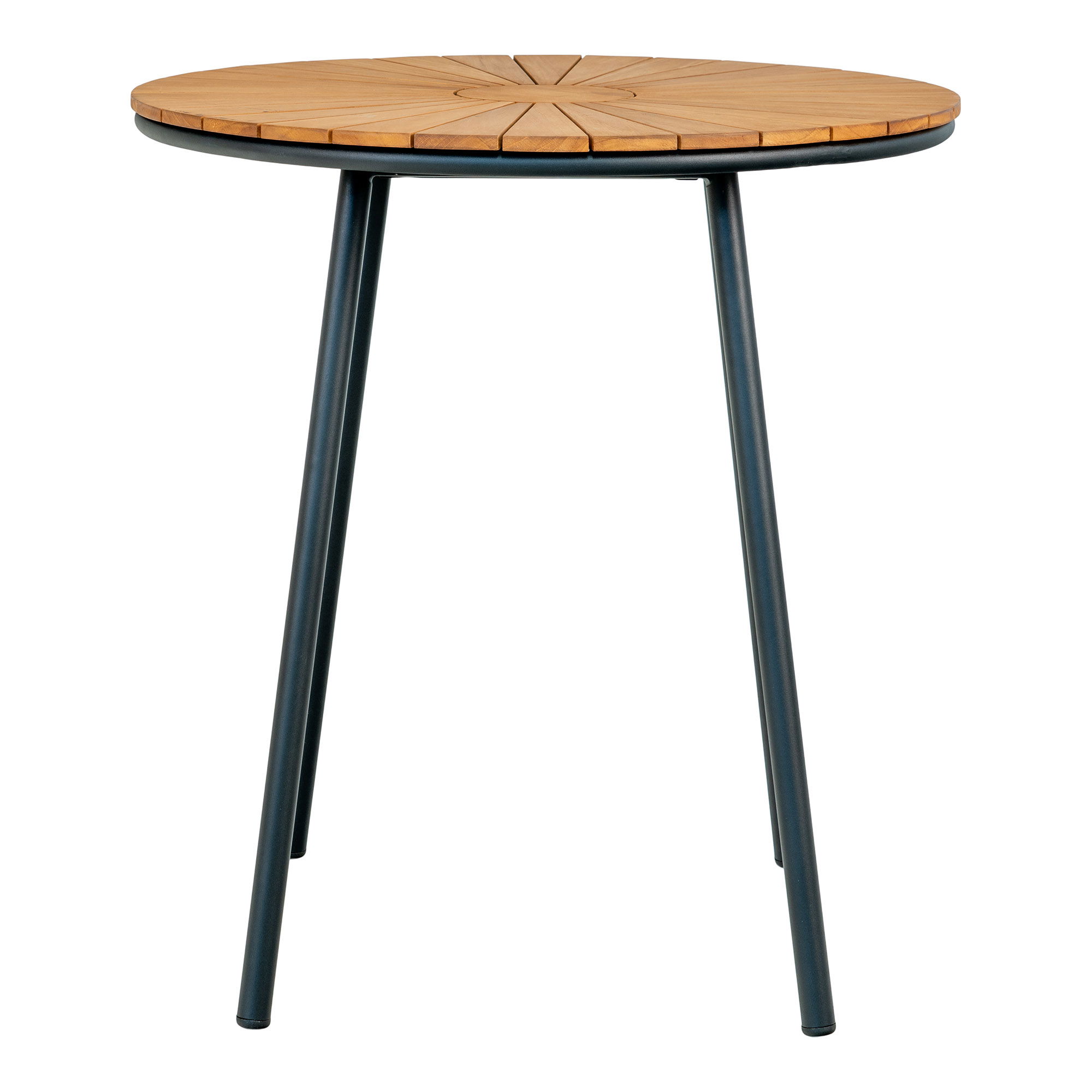 Stół tarasowy CLEVELAND okrągły FI 70 cm - drewno tekowe- naturalny, stelaż - czarny - 7801160