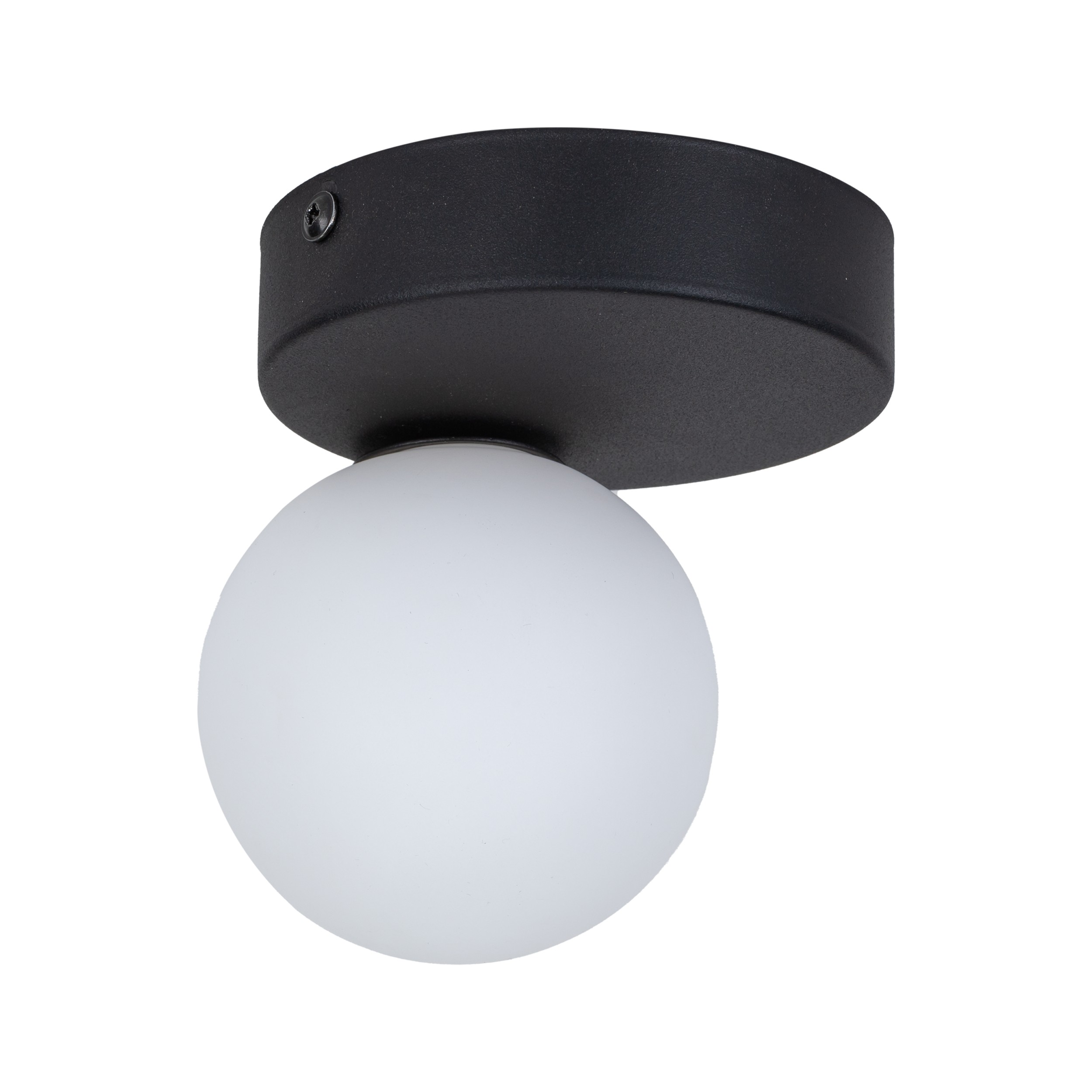 Lampa sufitowa BIANCA czarna z białym okrągłym szklanym kloszem 16x15x12cm - TK_5681