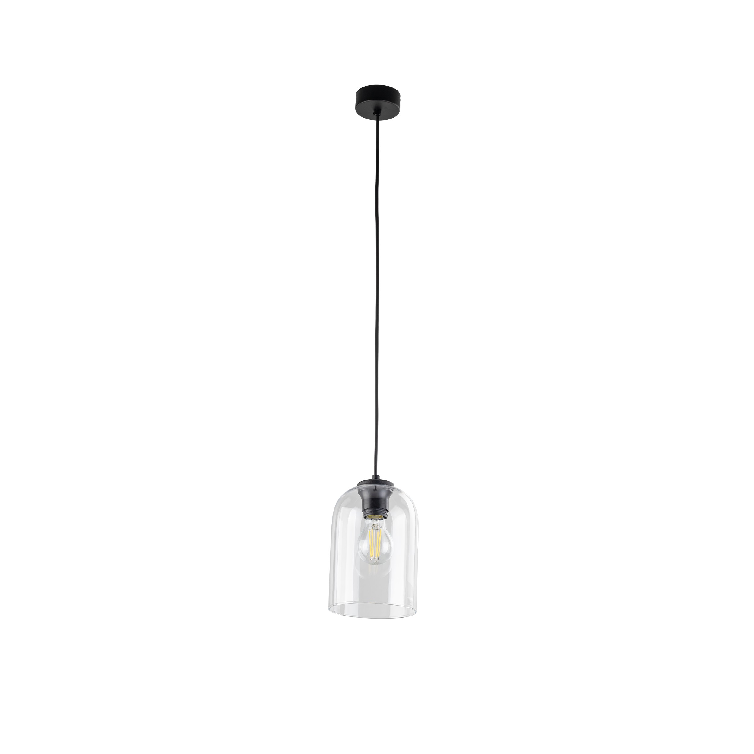 Lampa wisząca MOLLY czarna z transparentnym szklanym kloszem 160x14cm