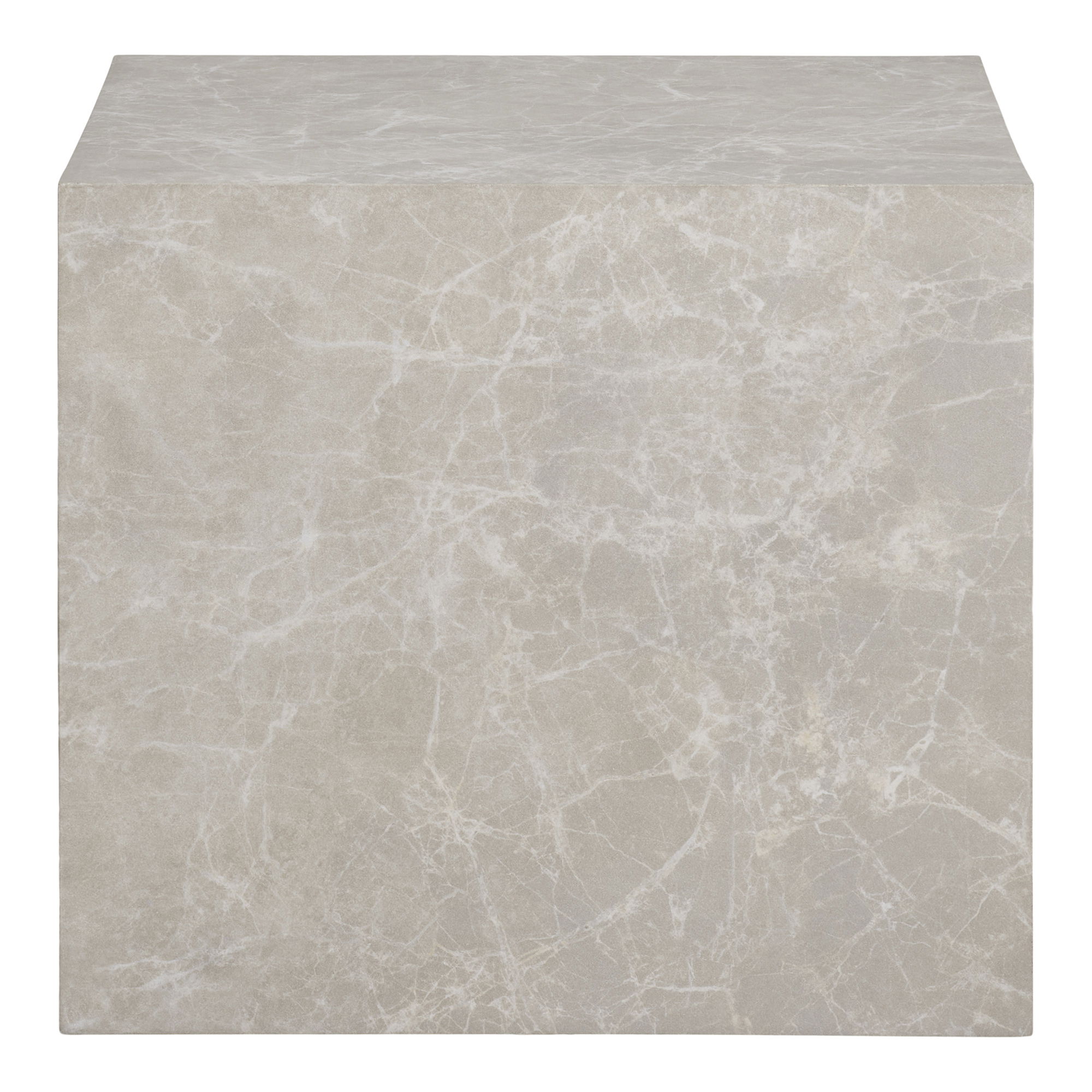 Stoliki kawowe PRAGUE (zestaw 2 sztuk: 42x42x37 - 50x50x42) - efekt marmuru, beżowy - 2102063