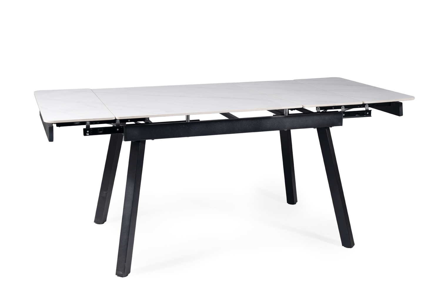 Stół rozkładany JOHN Biały efekt marmuru, Czarny 150(210)x90