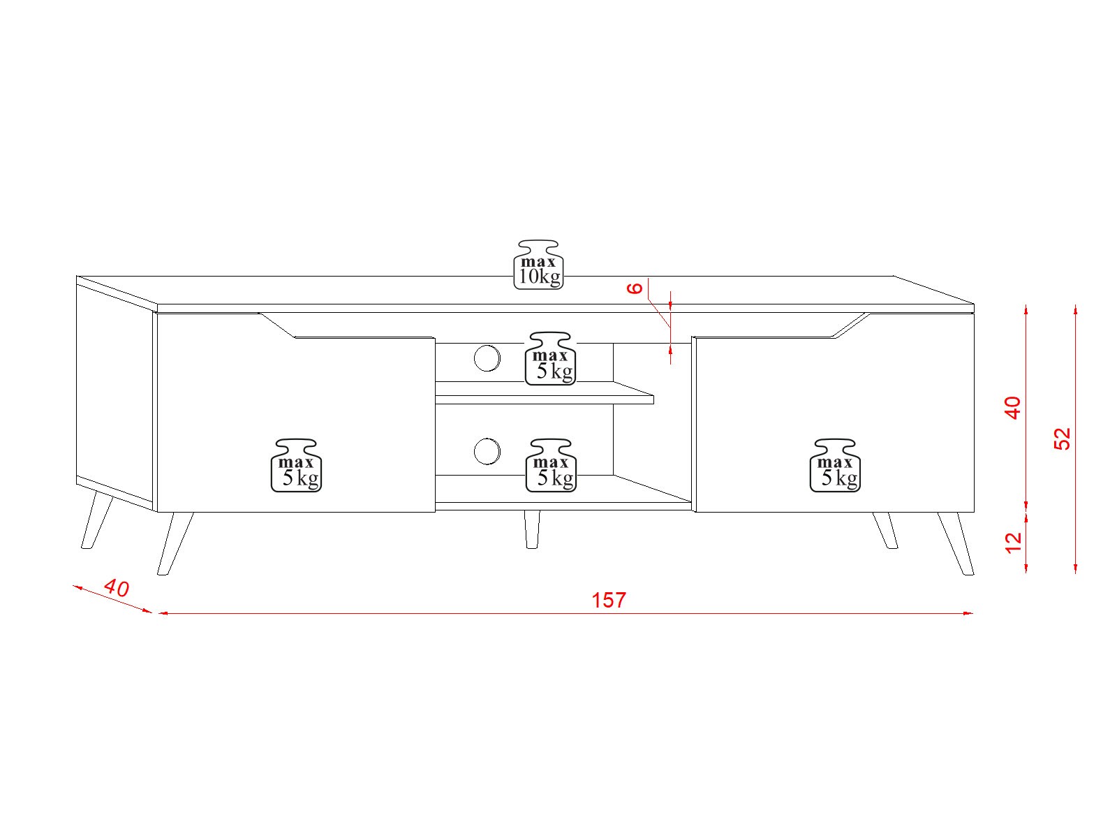 Szafka RTV TREE DĄB CRAFT ZŁOTY/BIAŁY MAT - TVT157X00OGWM00092