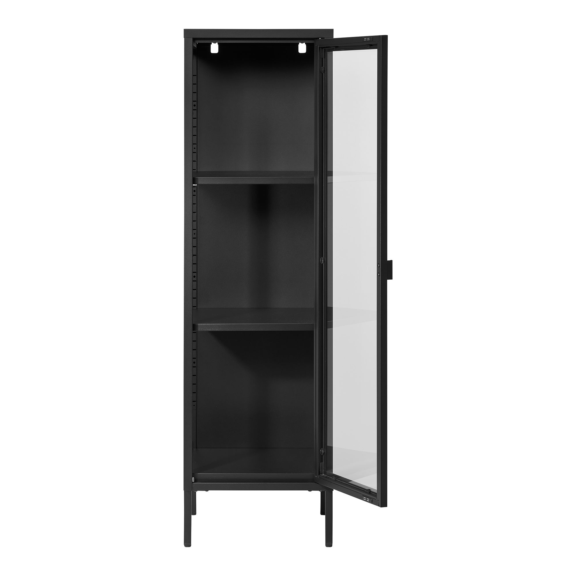 Witryna niska 1-drzwiowa BRISBANE przeszklone boki 40x35x140 cm - czarna - 3003005