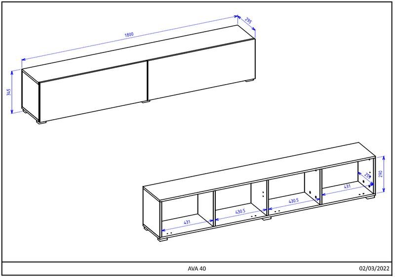 Szafka RTV AVA 40 stojąca lub wisząca dąb wotan 180x35x30cm - 24RCLM40