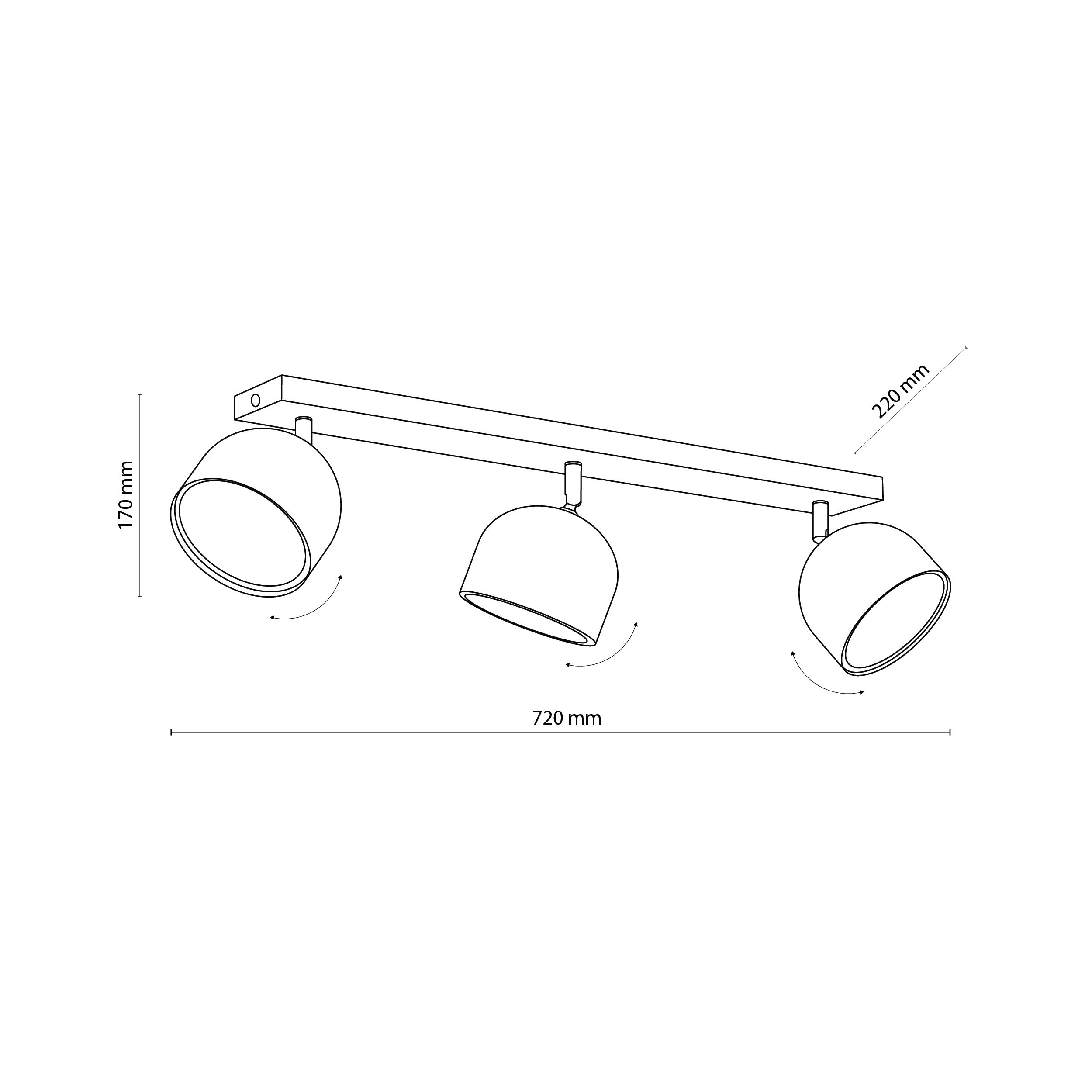 Lampa sufitowa ALTEA czarna z chromowanymi elementami regulowana 72x22x17cm - TK_6520