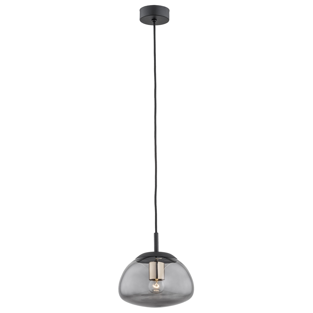 Lampa wisząca TRINI czarna mosiądz dymione ciemne szkło klosza 103x20cm